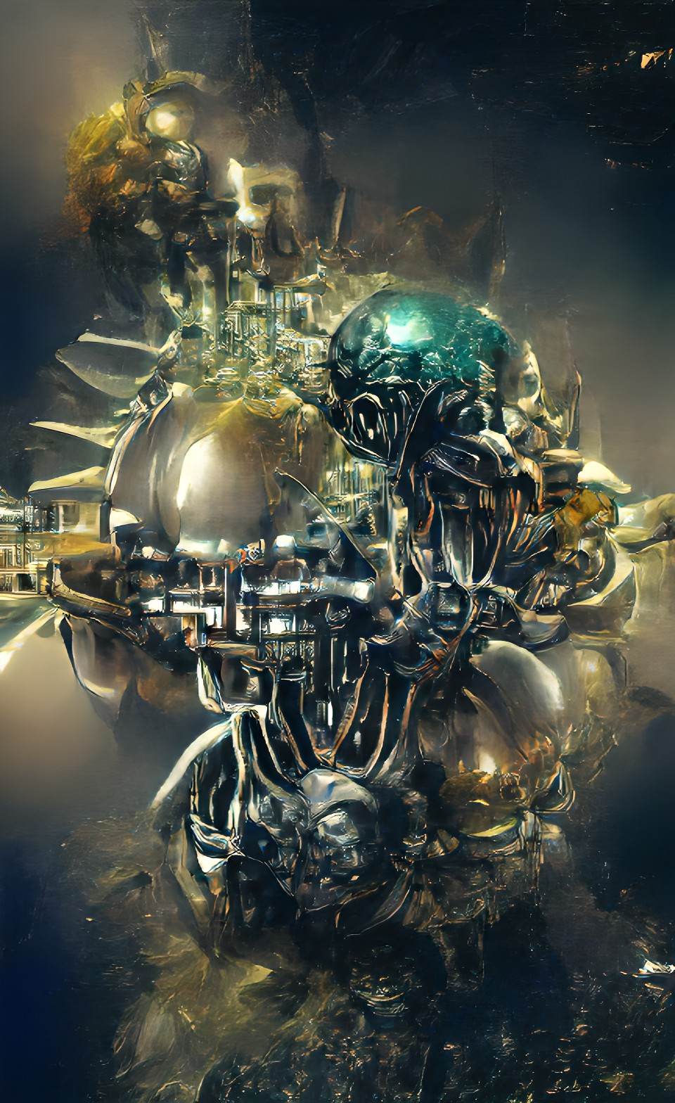 NecronOmicron - illustration computer corona omicron virus spiked metal ball dna hd+ dark +transformer +giger hd preview