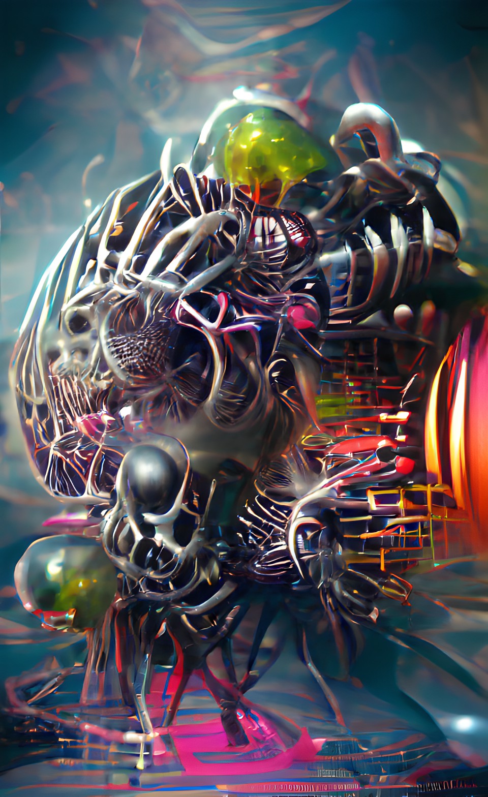 Omicron MKIV - illustration computer corona omicron virus spiked metal ball dna hd+ dark +transformer +giger hd preview