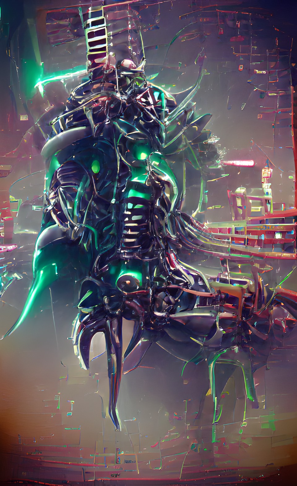 Omicron MKII - illustration computer corona omicron virus spike metal hd+green transformer +black giger bg hd preview