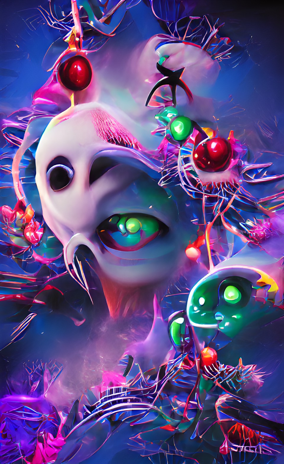 An Omicron Xmas - movie poster, the nightmare before christmas omicron virus variant 🦠 face+snowy +xmas lights 8k preview