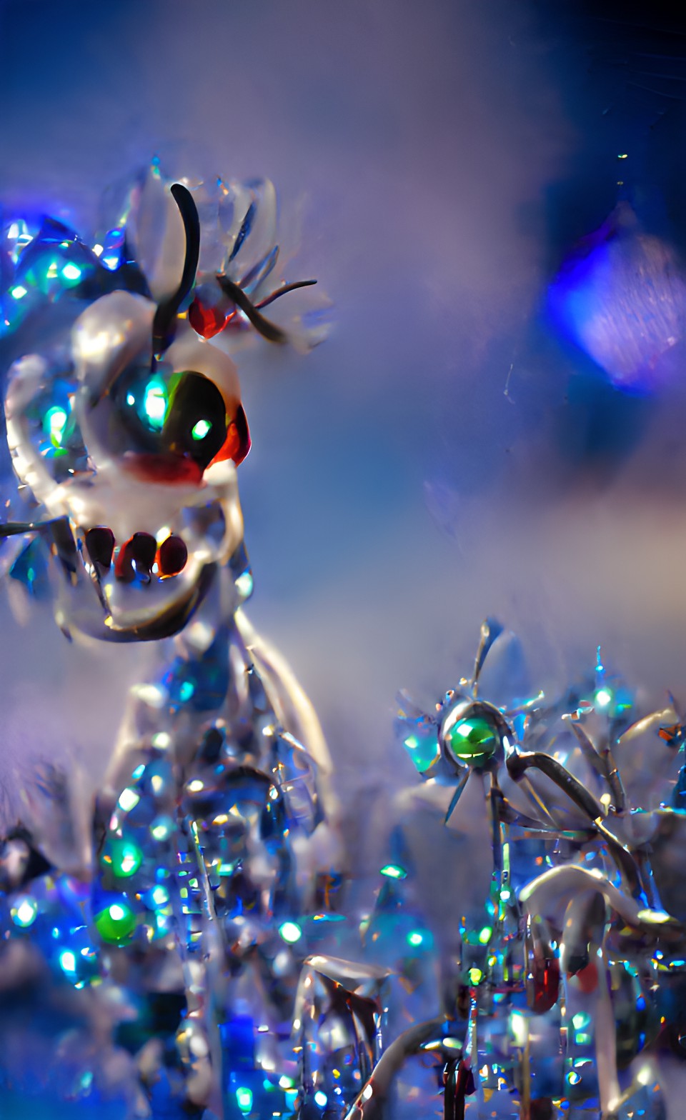 Omicron  daNightmare - macro +the nightmare before christmas +covid virus spikes+sparkling snow +xmas lights 8k resolution preview