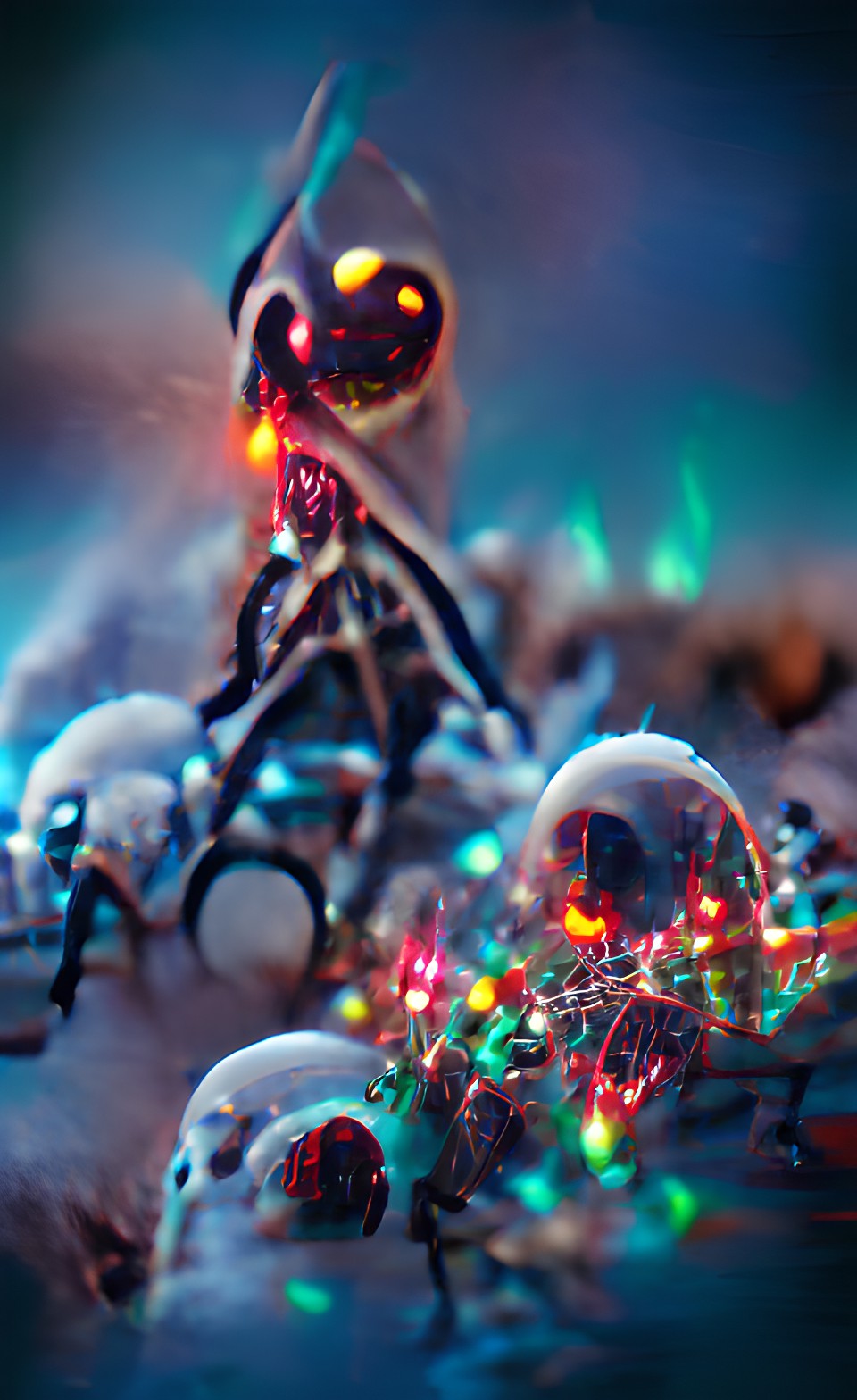 The nightmare - macro +the nightmare before christmas +covid virus spikes+sparkling snow +xmas lights 8k resolution preview