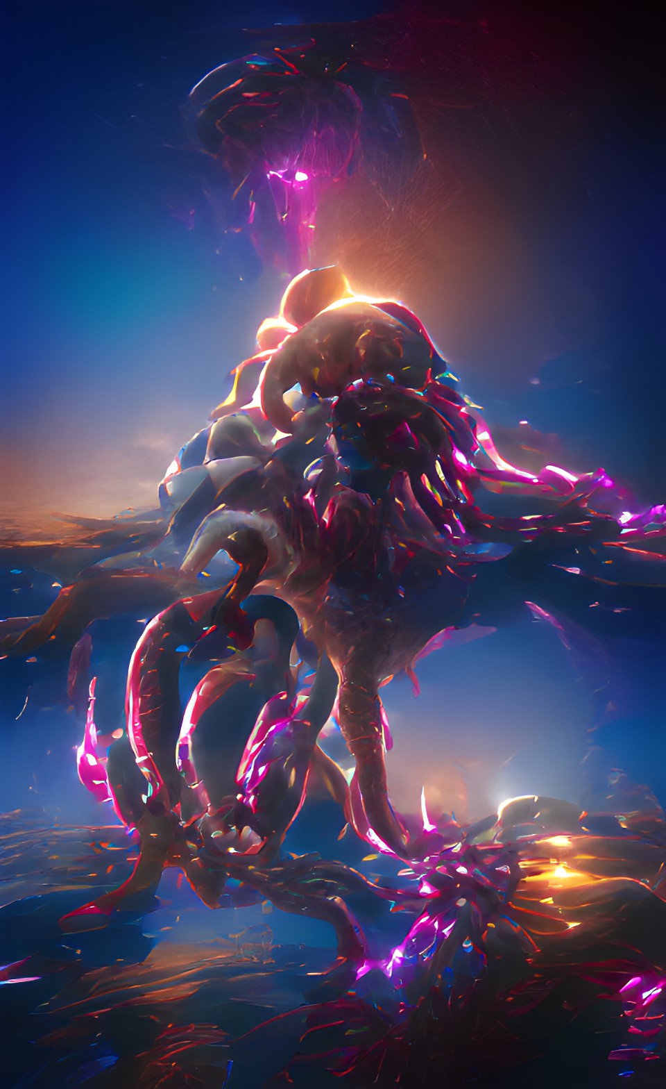 giant titan unidentified kraken, stars event horizon volumetric atom light occlusion 8k resolution preview