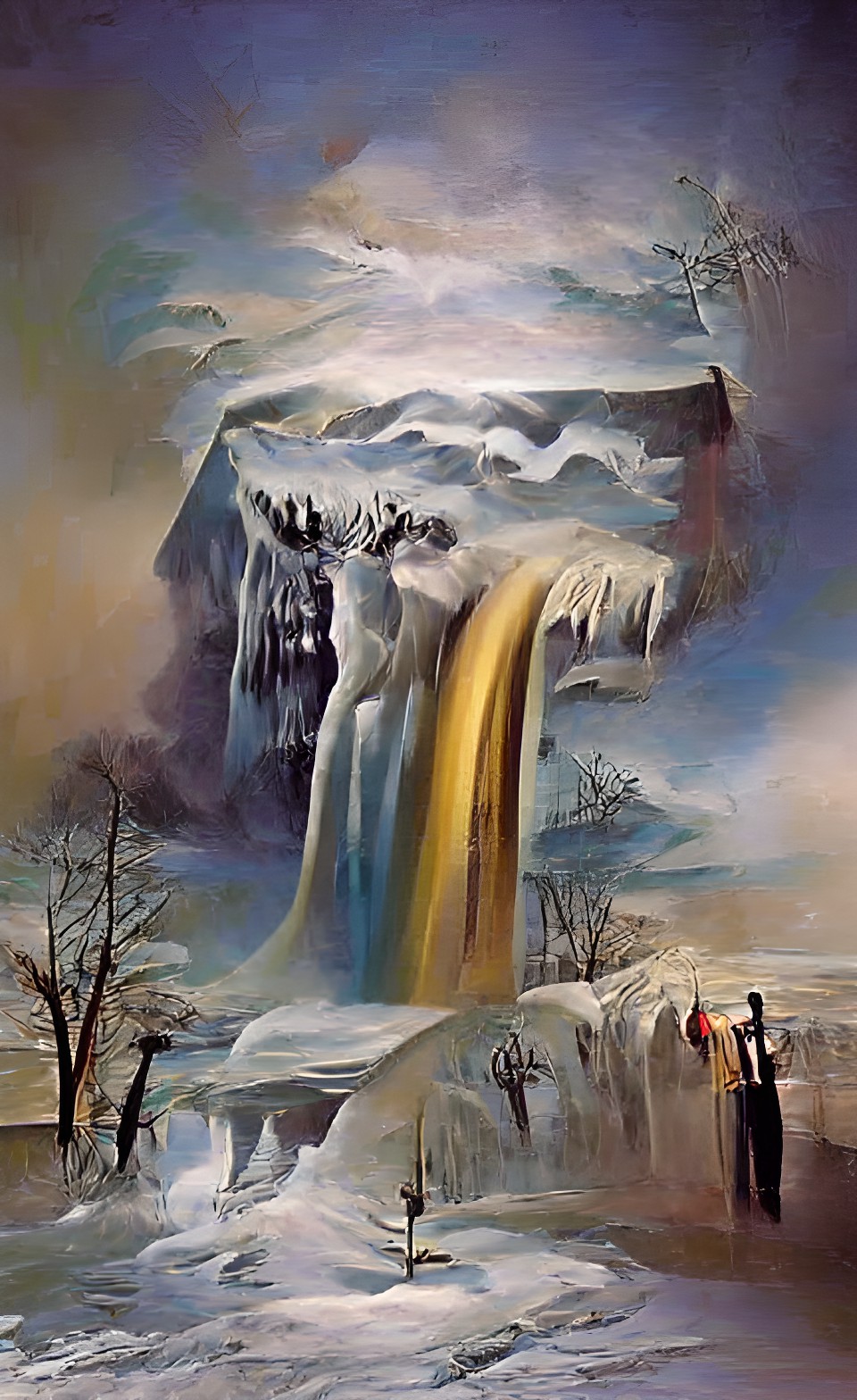 majestic winter storm, frozen waterfall preview