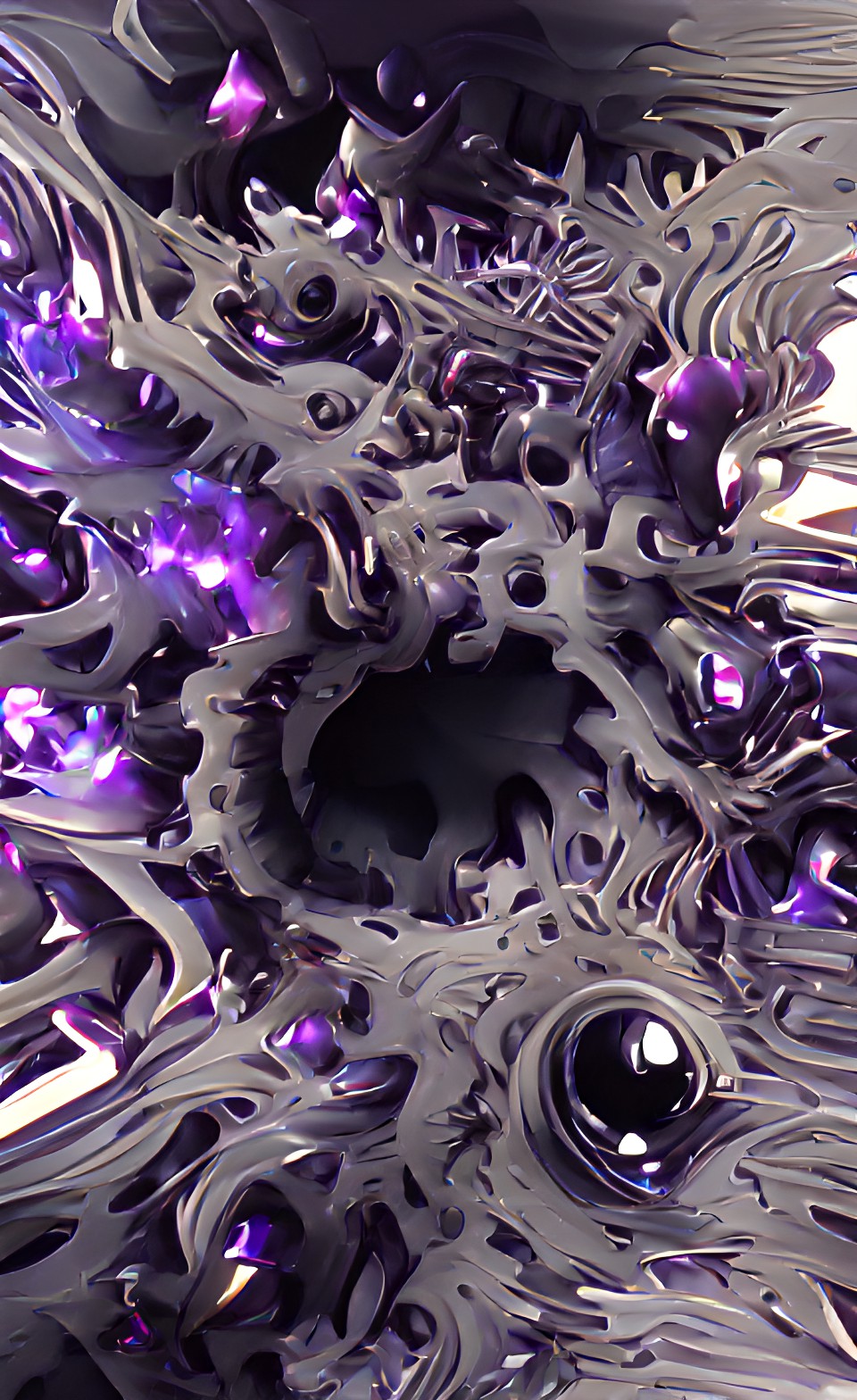 Down the Hole - down the fractal hole, black, purple, laminated | cinema4d 8k preview