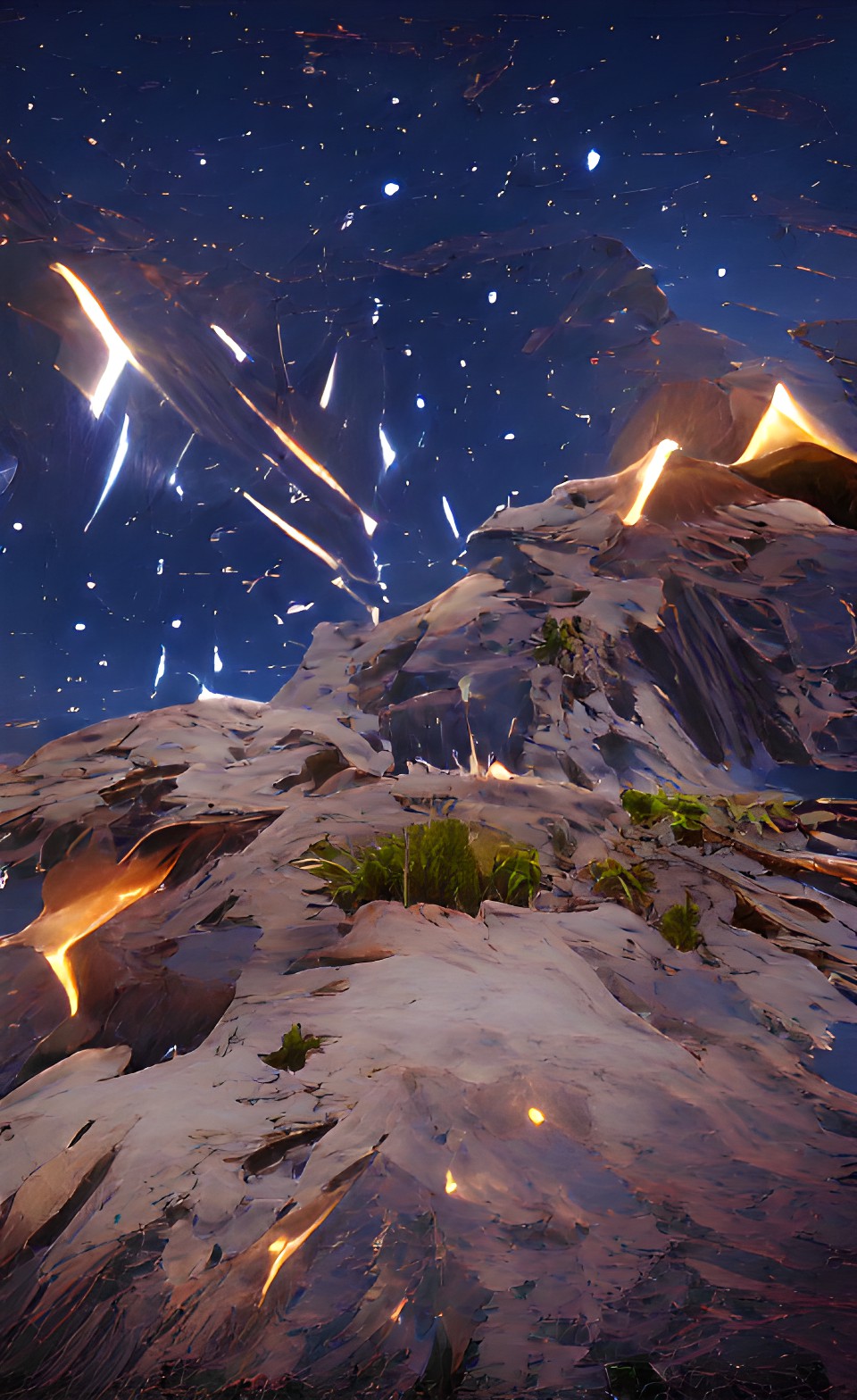 meteor shower over a mountain range preview