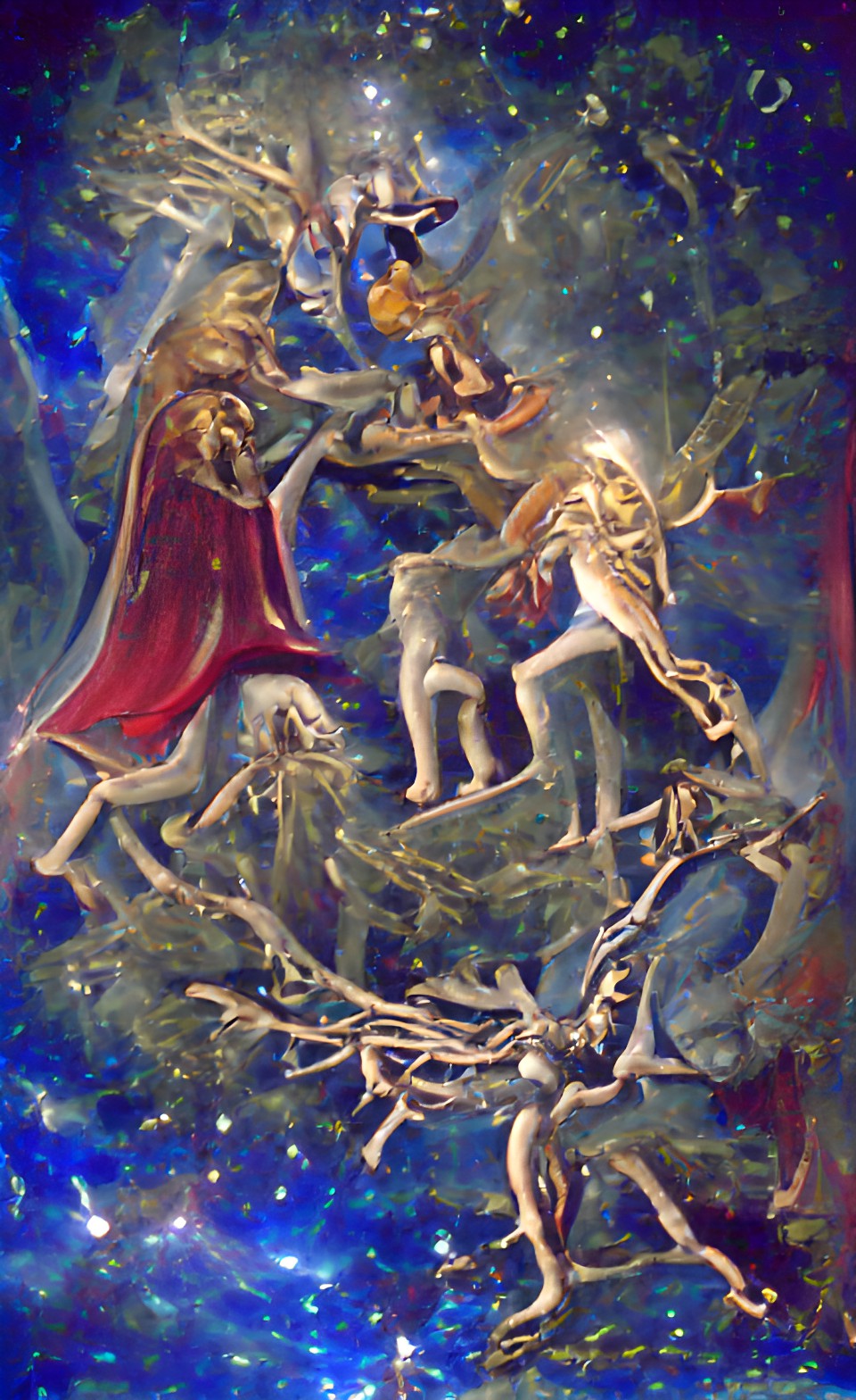 judas throwing away the silver, odin hanging on the cosmic tree, preview