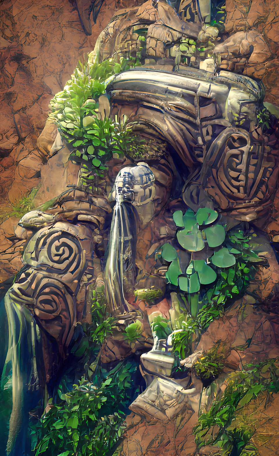 Waterfall - waterfall, stone, plants, celtic preview