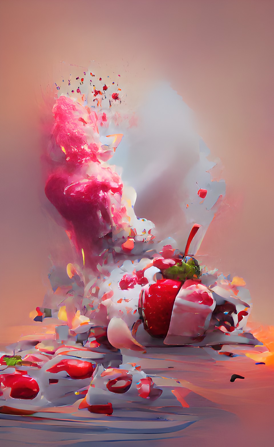 exploding strawberry milkshake at a bright art gallery | trending on artstation, cinema4d hd preview