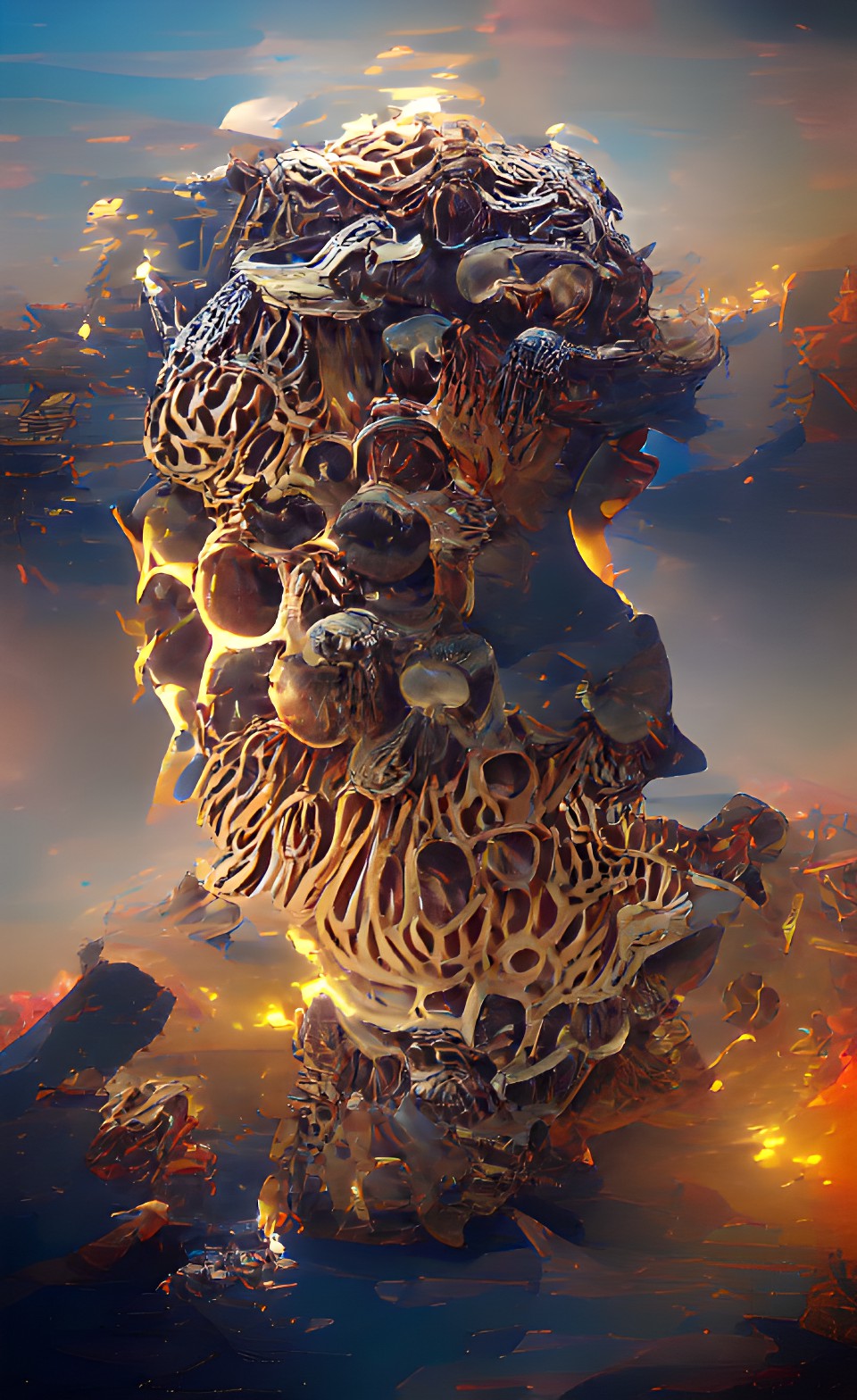 mandelbulb 🍄 galactic explosion | black gold mirror | artstation, cinema4d hd preview