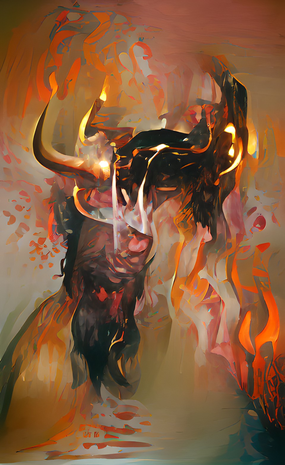 man with horns body, dripping fire, screaming preview