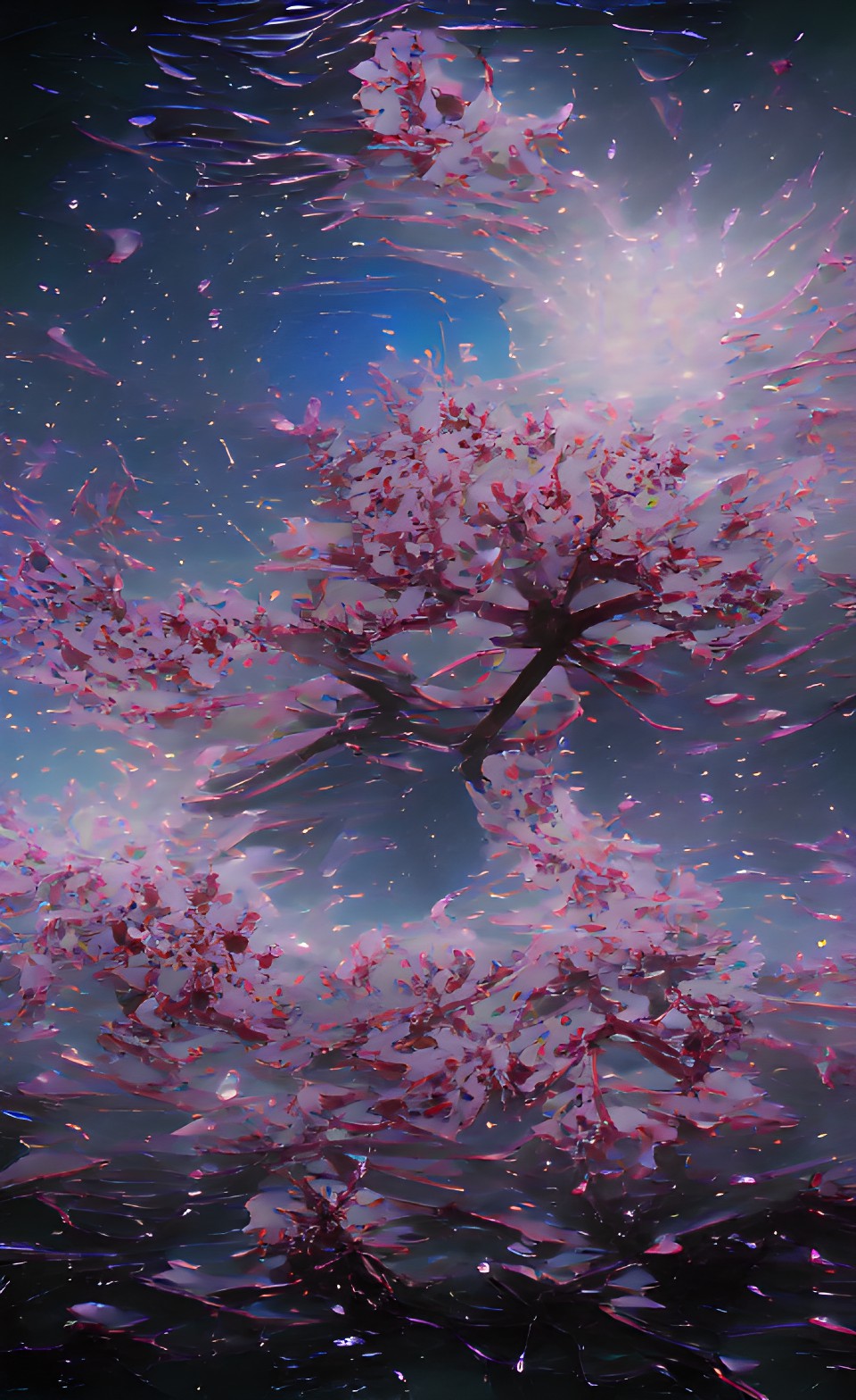 blooming sakura tree, inverted, lone, 4k preview