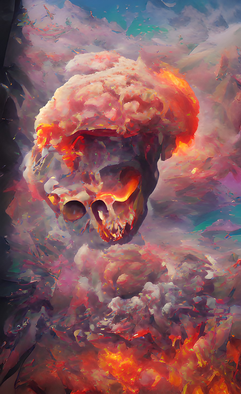 terrifying nuclear detonation inferno skull | fluffy detailed hyper realism hd preview