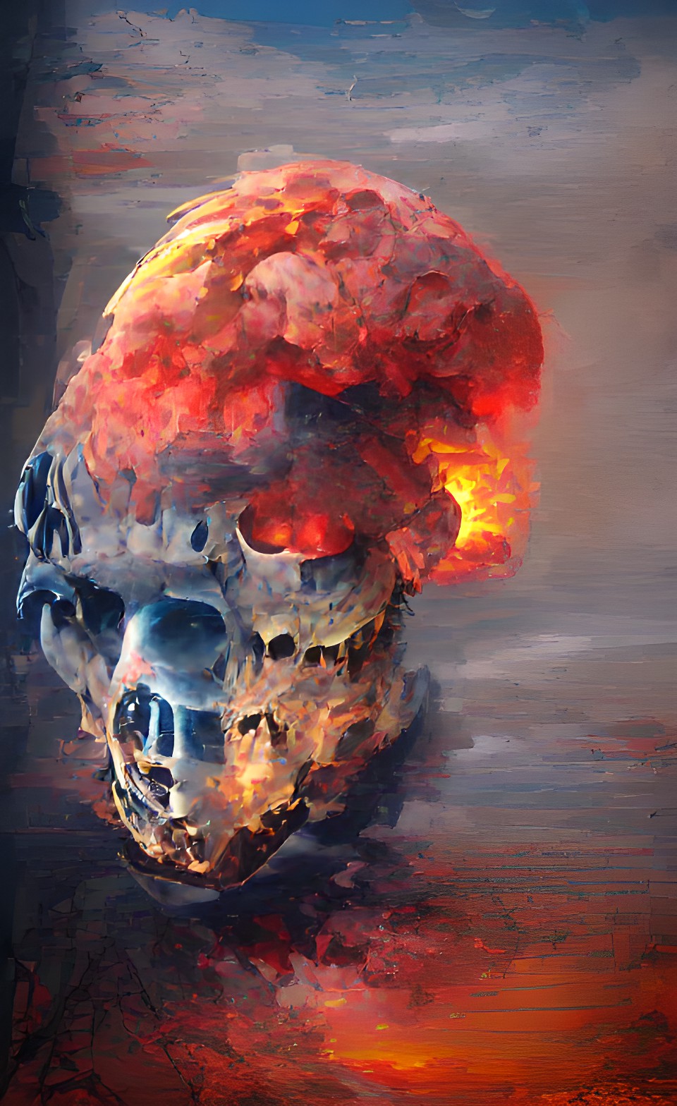 Mind blowing - terrifying nuclear detonation inferno skull | detailed hyper realism hd preview