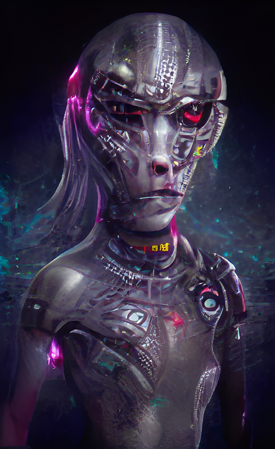 a titanium alien gray with ruby eyes, the borg | all details artstation 8k hd preview