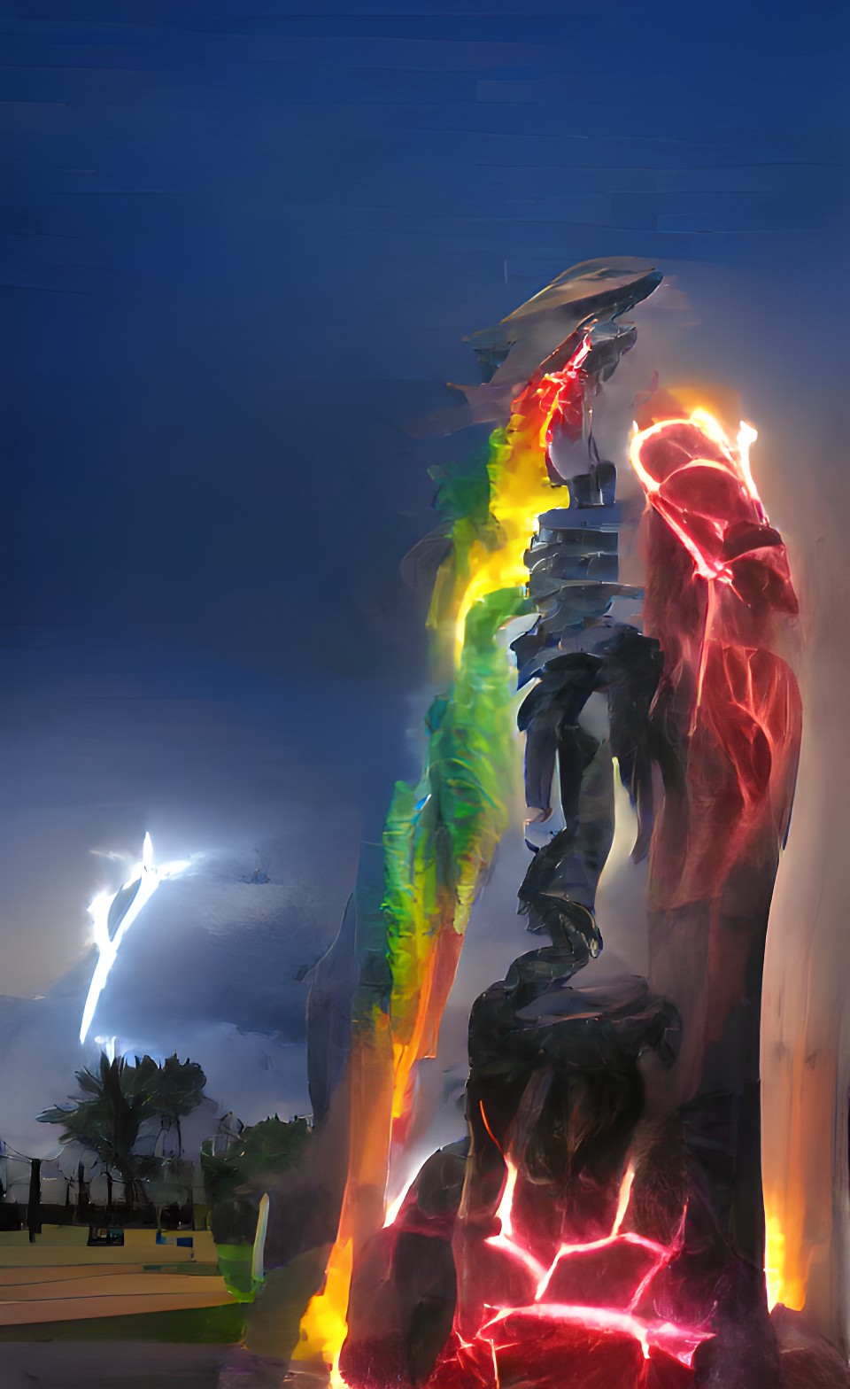 majestic epic sculpture of lightning and rainbow preview