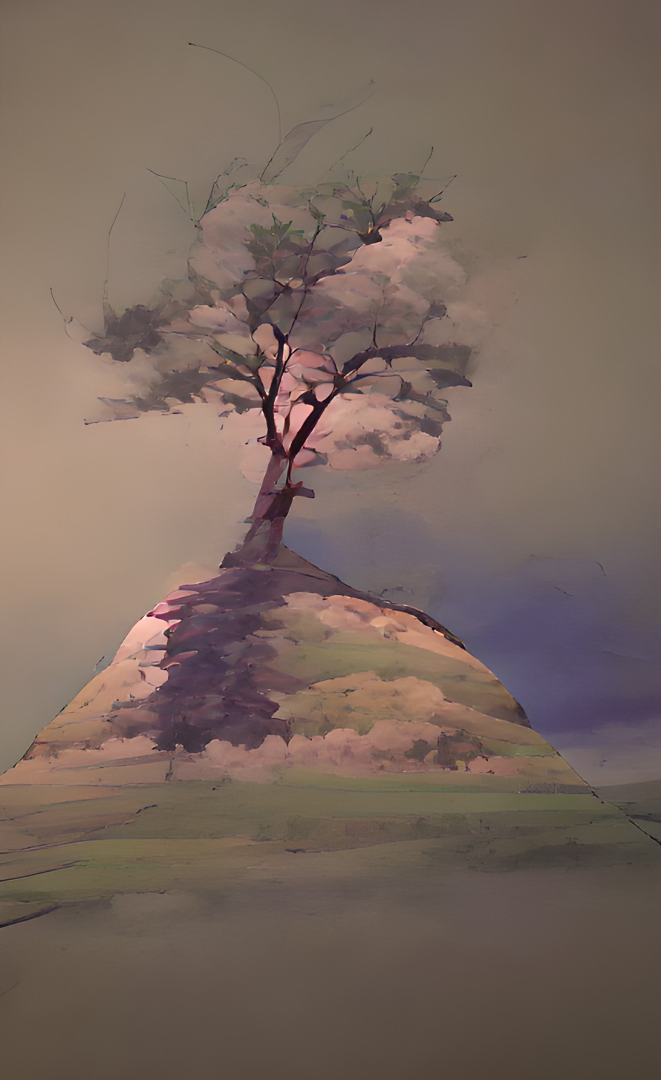 tree on a hill at midnight preview