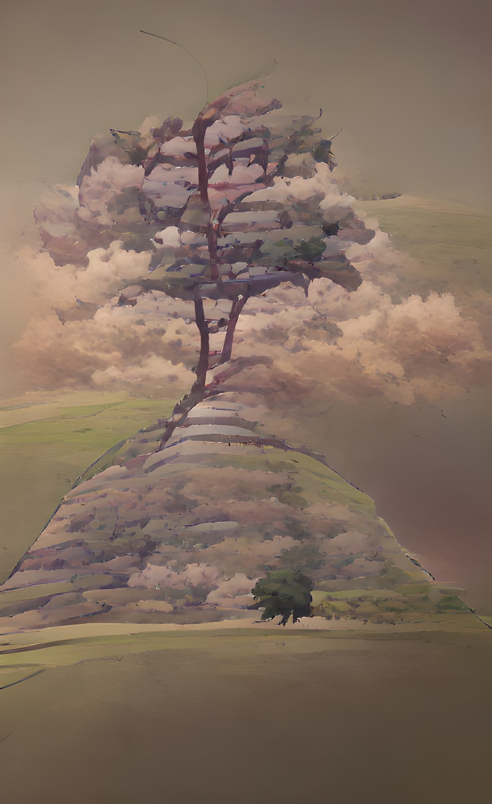 tree on a hill outside the city preview