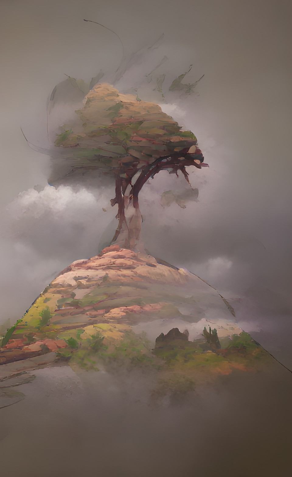 tree on a hill in a thunderstorm preview