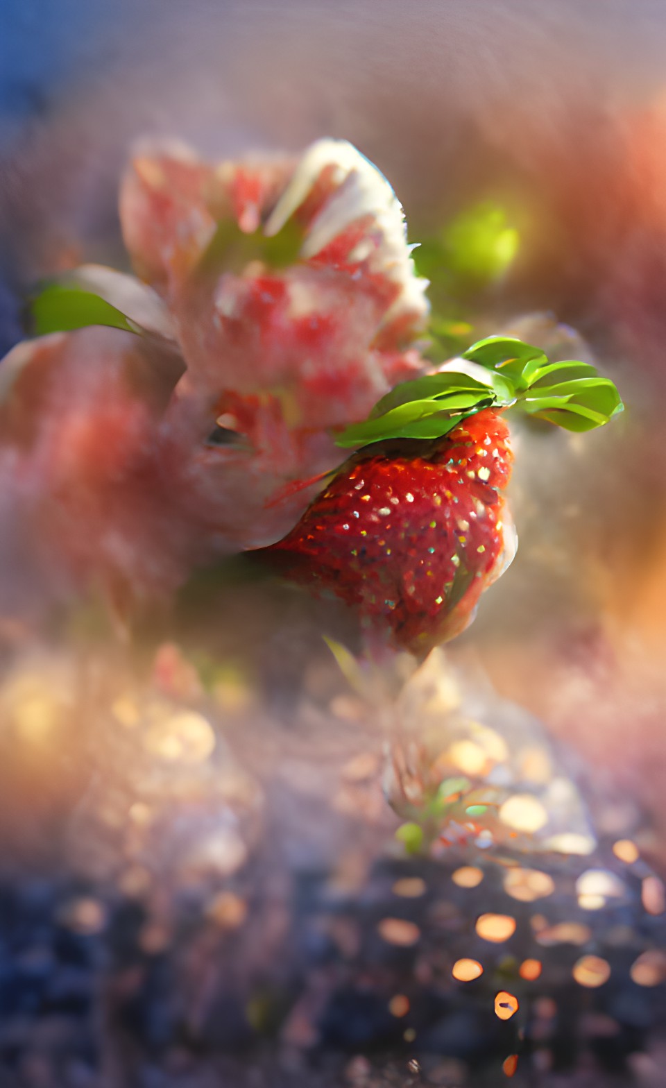 closeup strawberry blossom, bokeh soft focus, in heaven preview