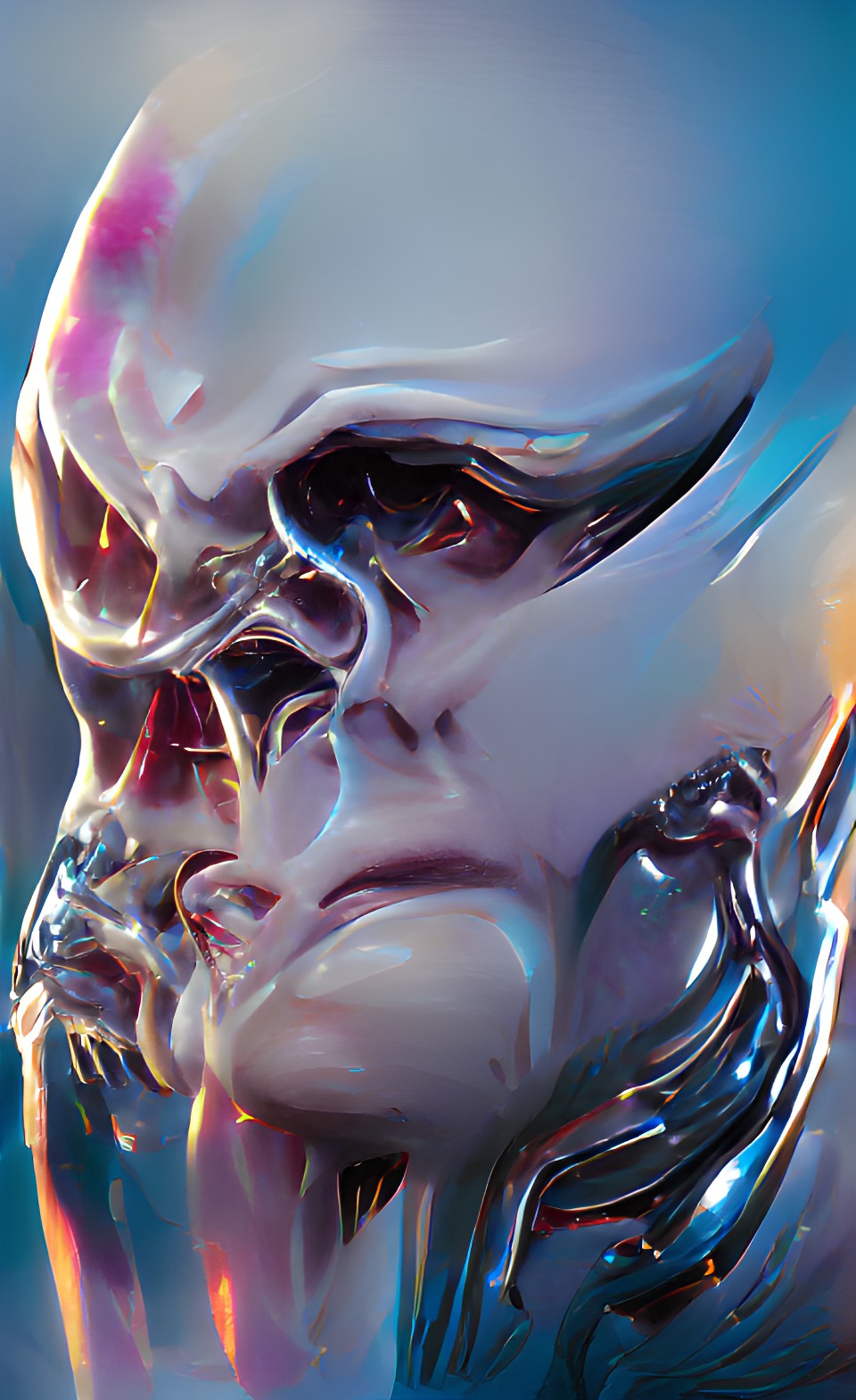 white glossy alien engineer’s skull by hr giger | artstation hd preview