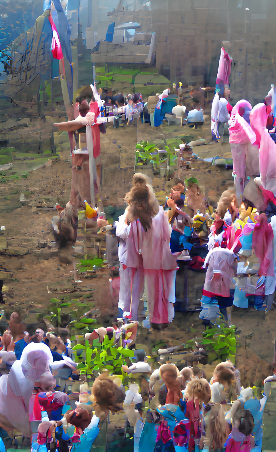 village of fairy folk worshipping jesus on easter morning preview