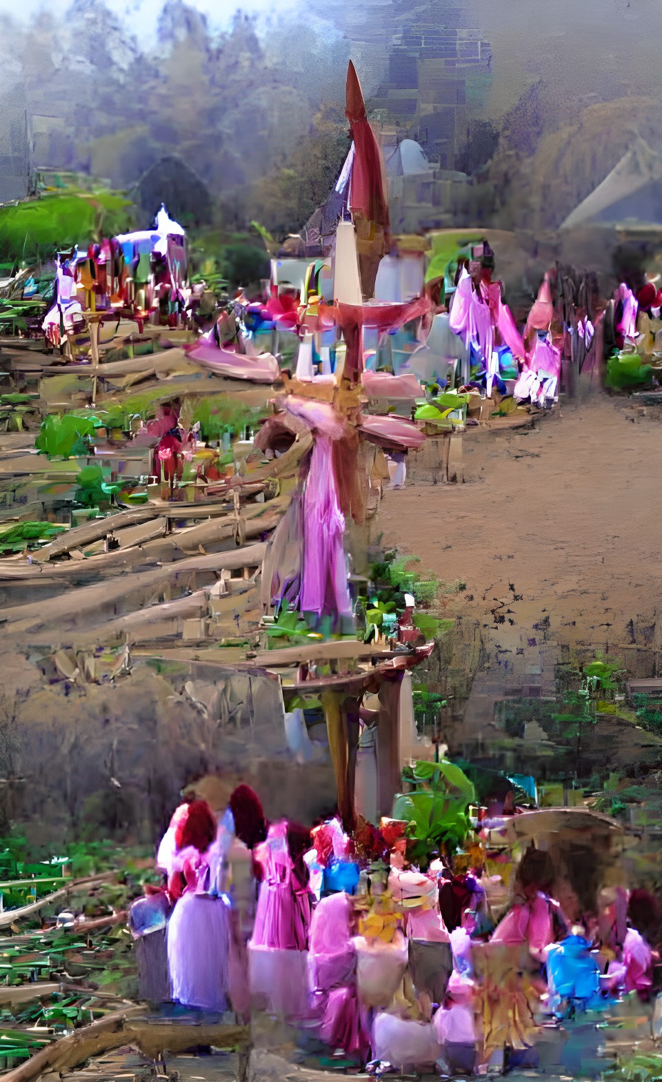 magical village of fairy folk worshipping jesus christ on resurrection morning preview