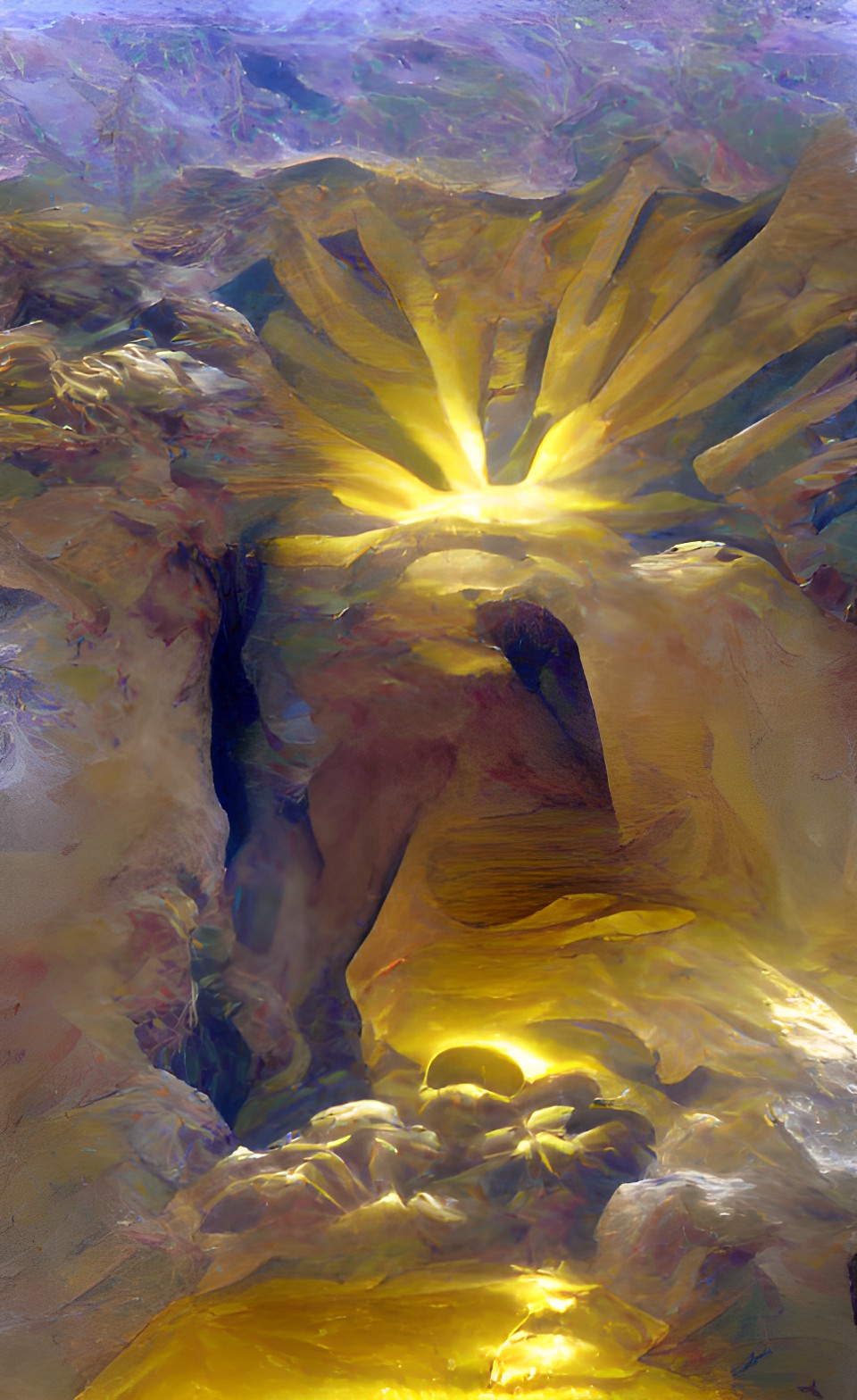 rays of sun billowing from the empty tomb. golden solar apollo preview