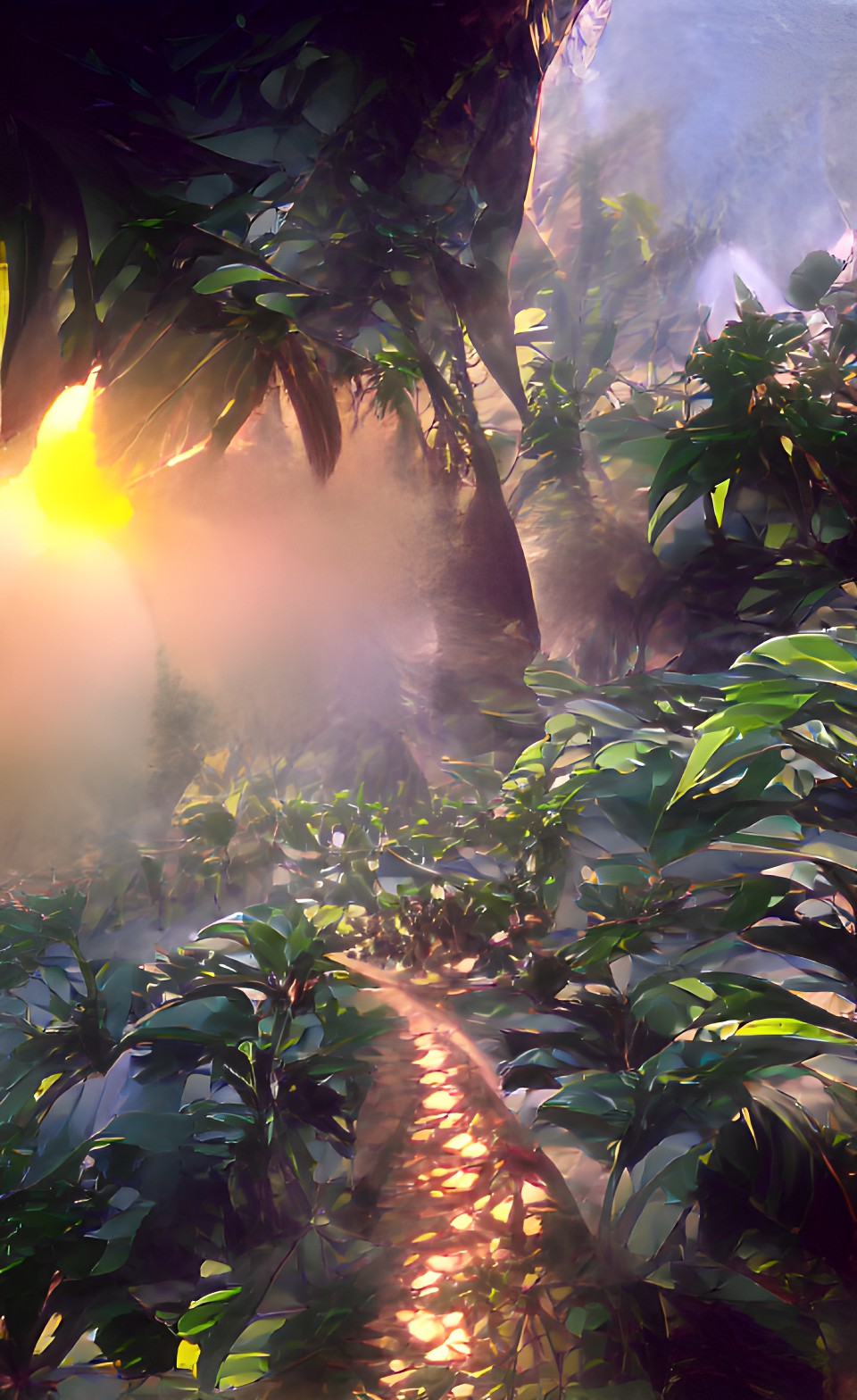 🌰 - deez nuts, cinematic lighting, volumetric sun jungle path preview