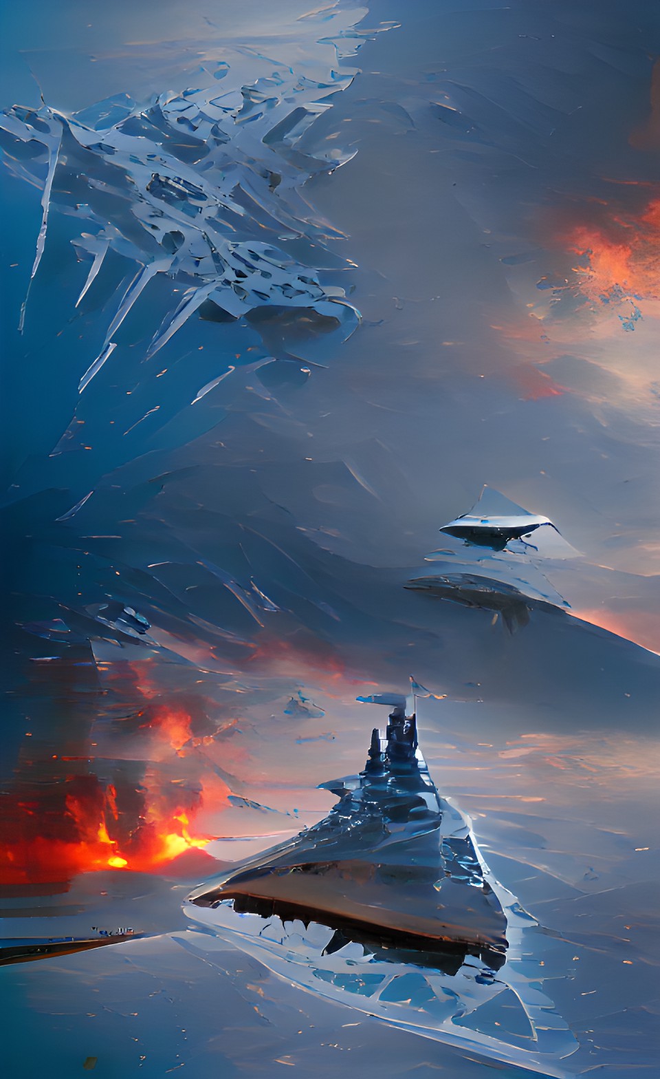 crashing venator star destroyer  over ice planet preview