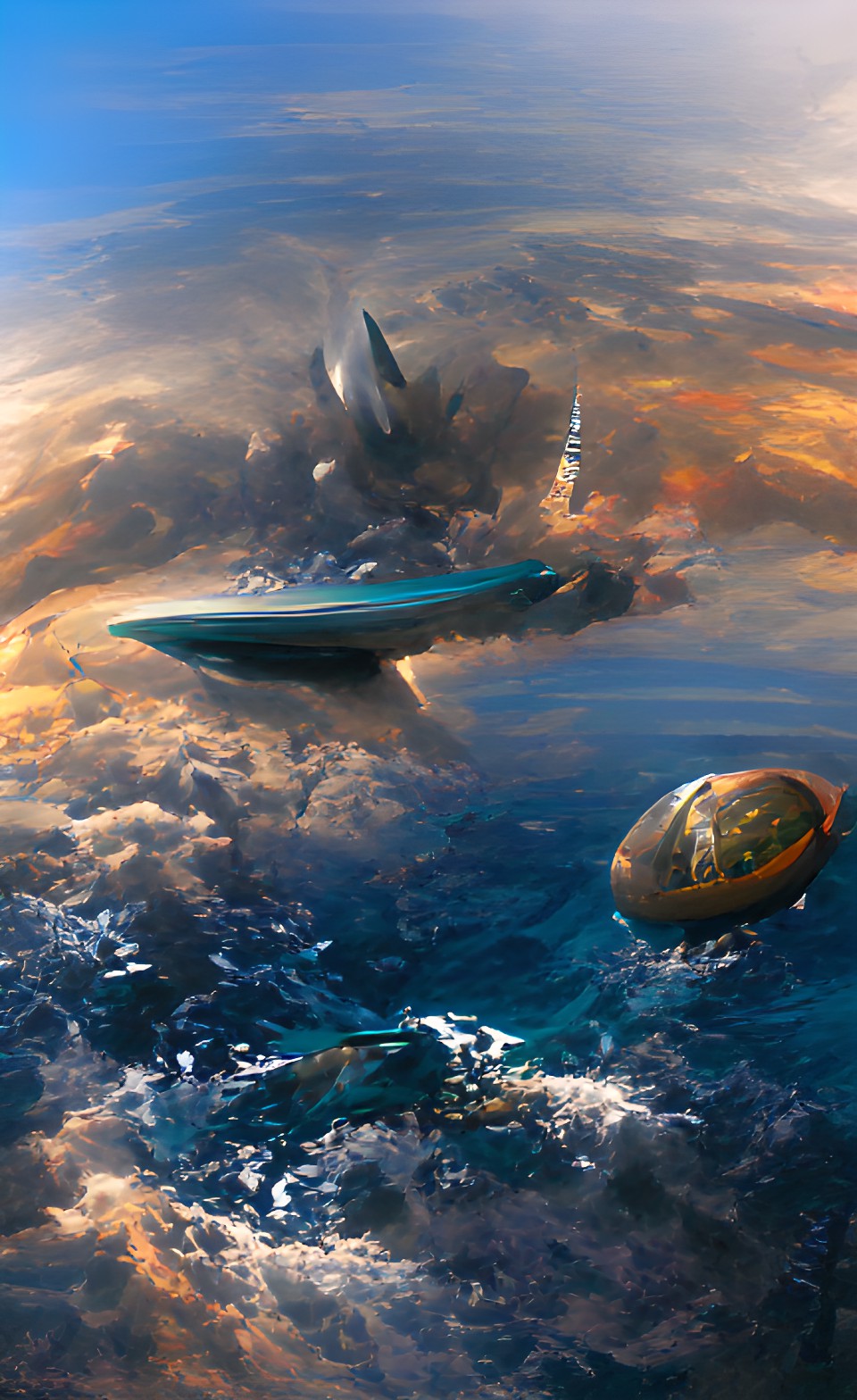 spaceship crashing onto earth in the sea preview