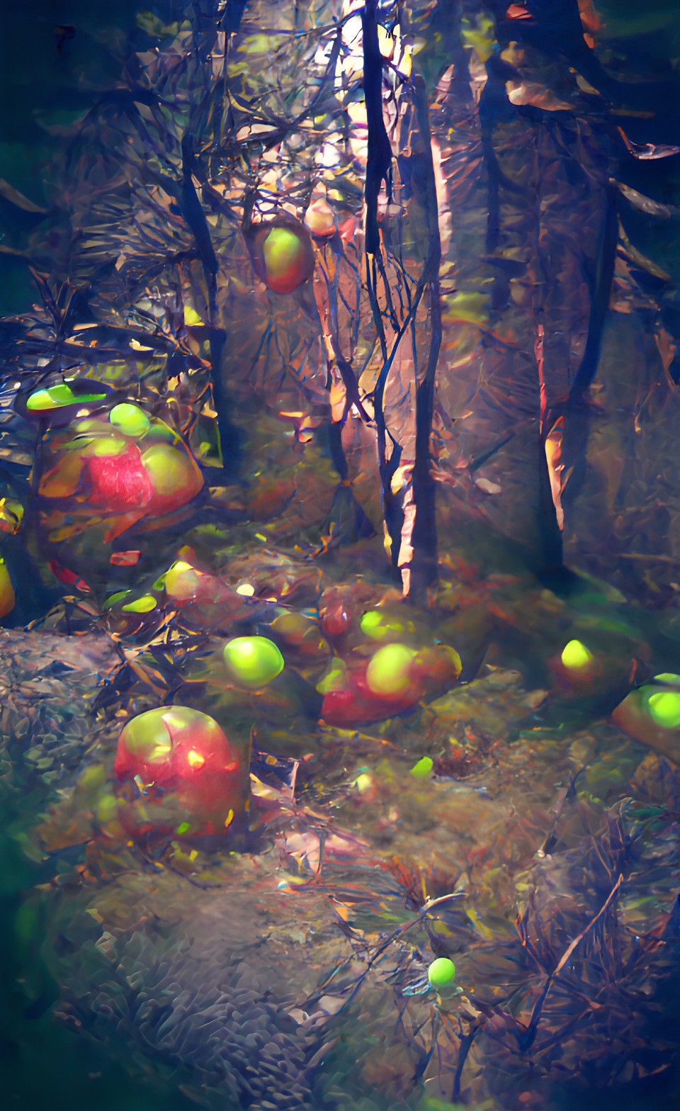 deep in the forest, the forest was glowing with apples and fruit preview