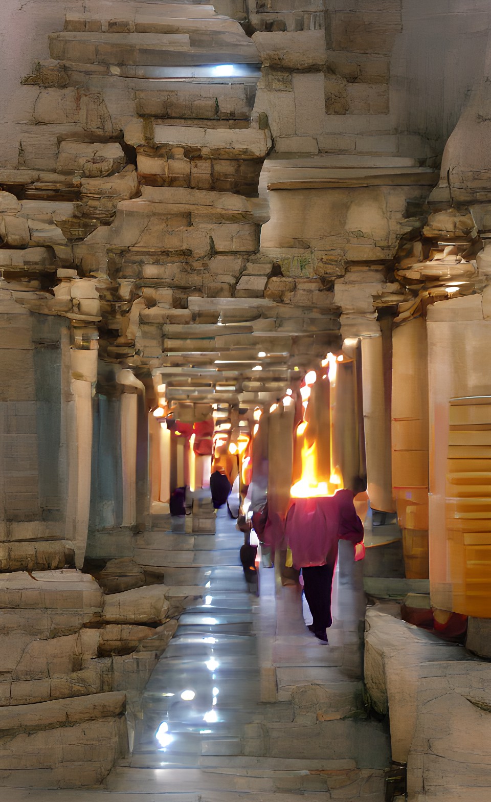 the quite corridors behind the busy ancient temple in the holy city hold the glorious spark of god's light preview