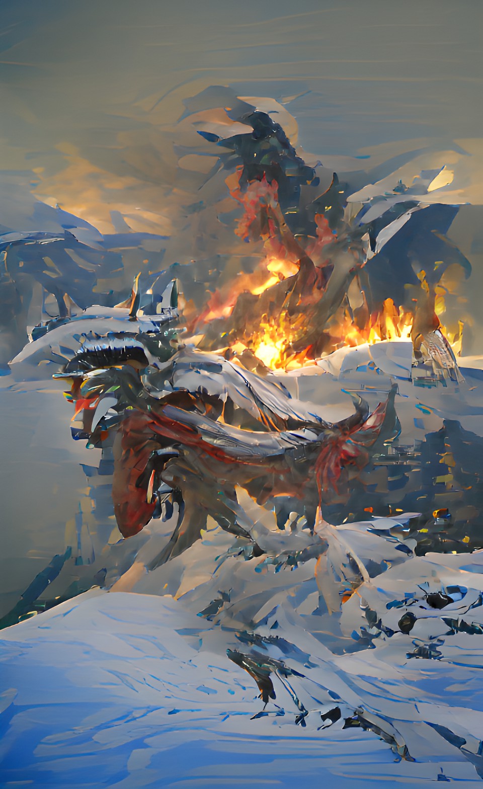 king of fire fighting dragon in mountains of snow the elder scrolls skyrim preview