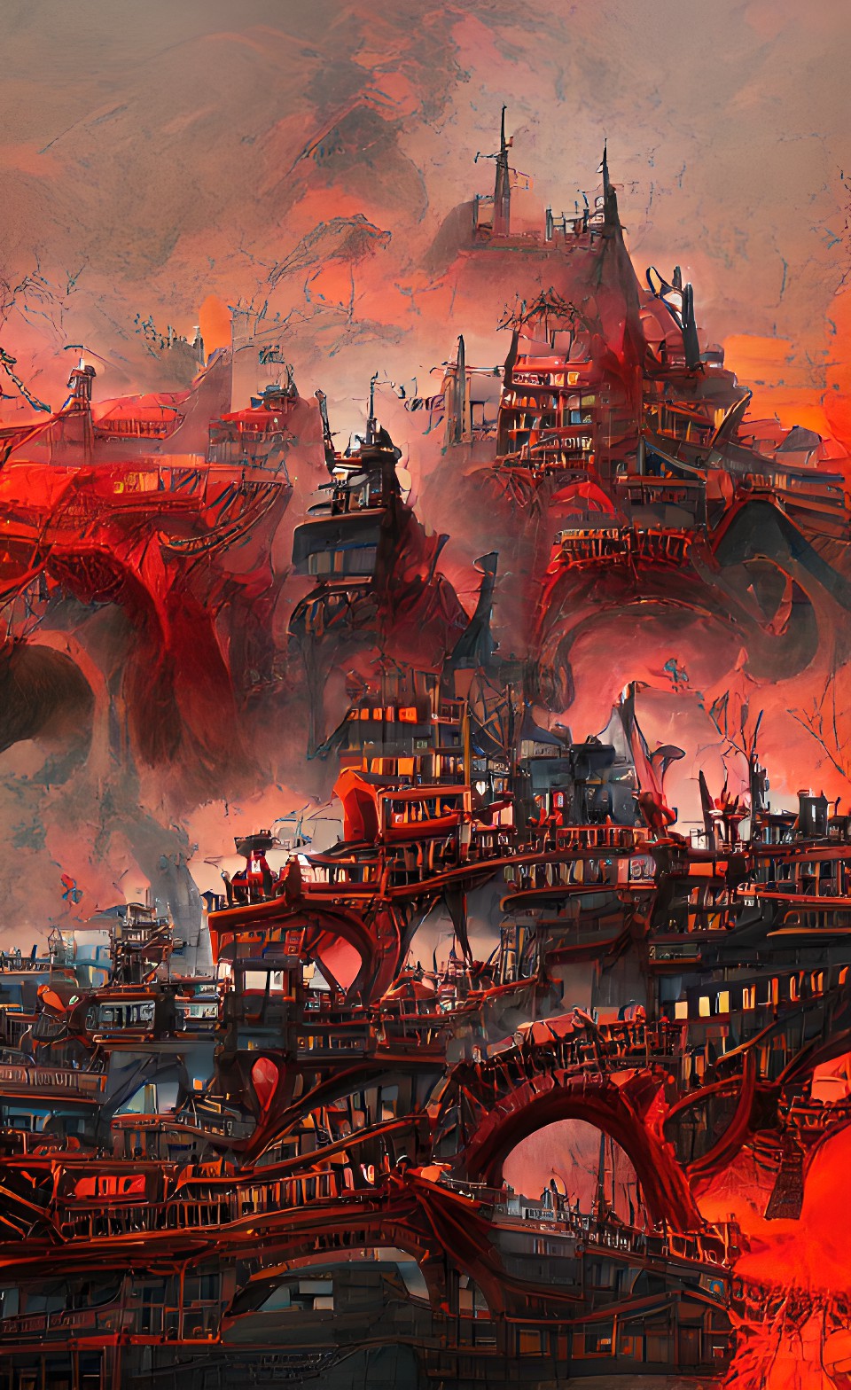 The cursed land - city with rivers of blood and fire and lava and demons and death preview