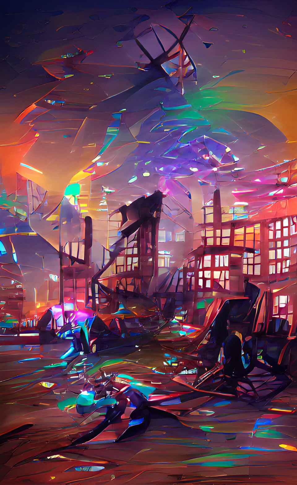 Dream lab - a shattered reality with glowing multicolored lights preview