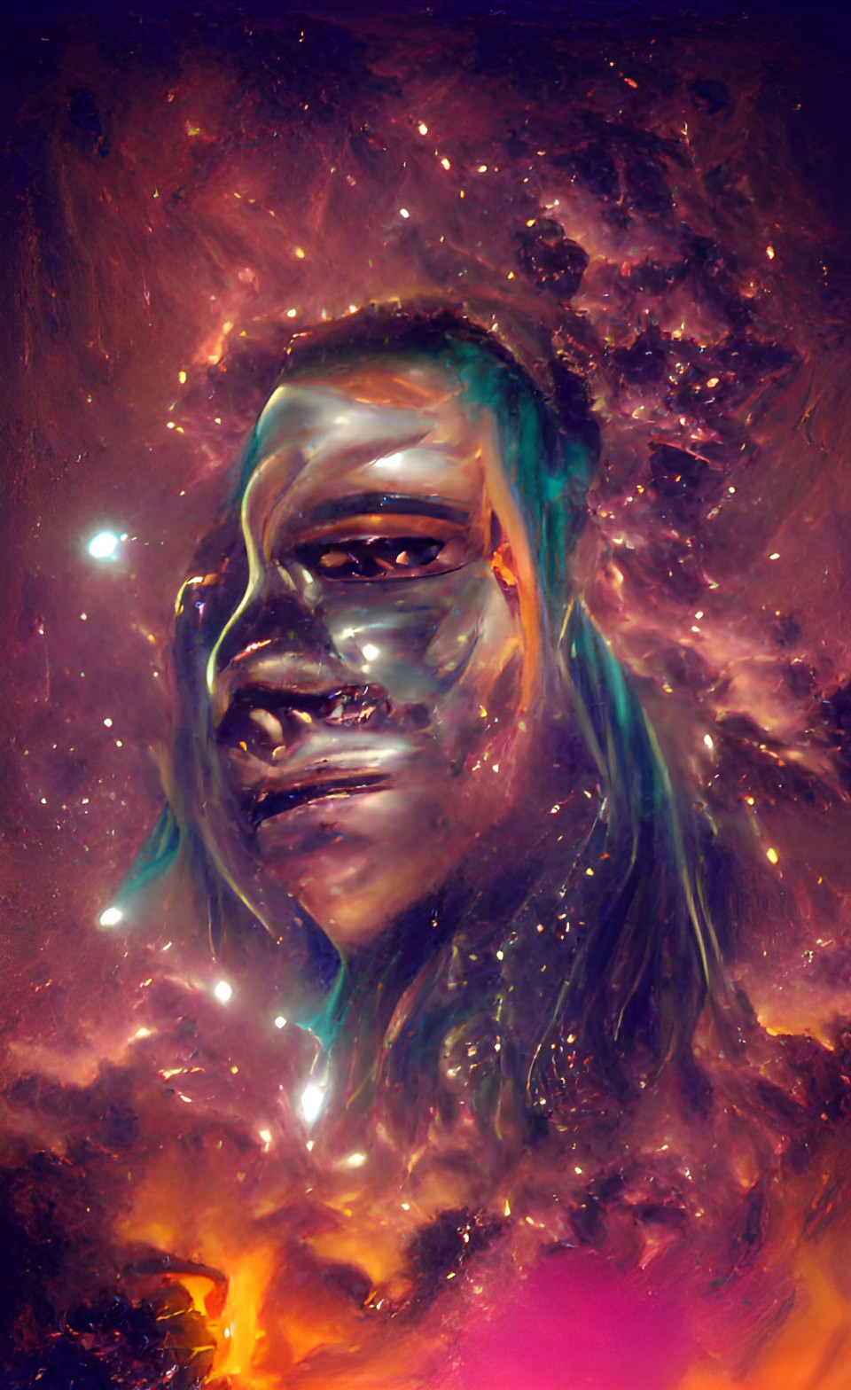 portrait in the night sky nebula ultrarealism preview