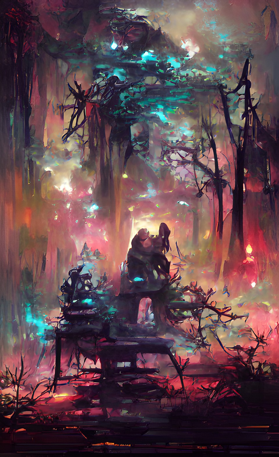 forest shrine in the night sky nebula ultrarealism preview