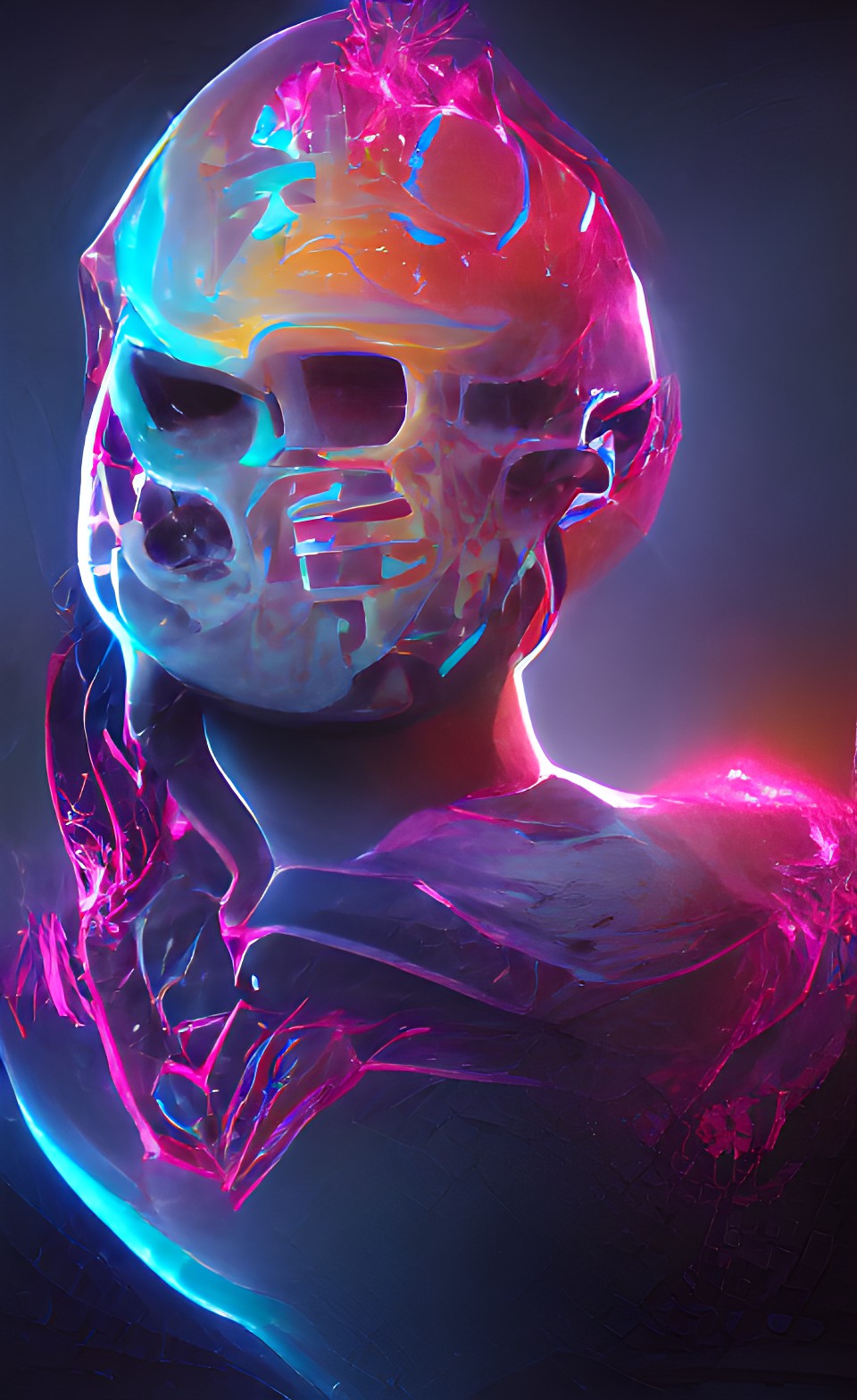 glowing bio human skull with some repetition too it preview