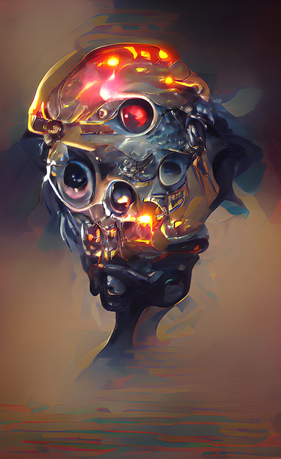 human skull with glowing eyes preview