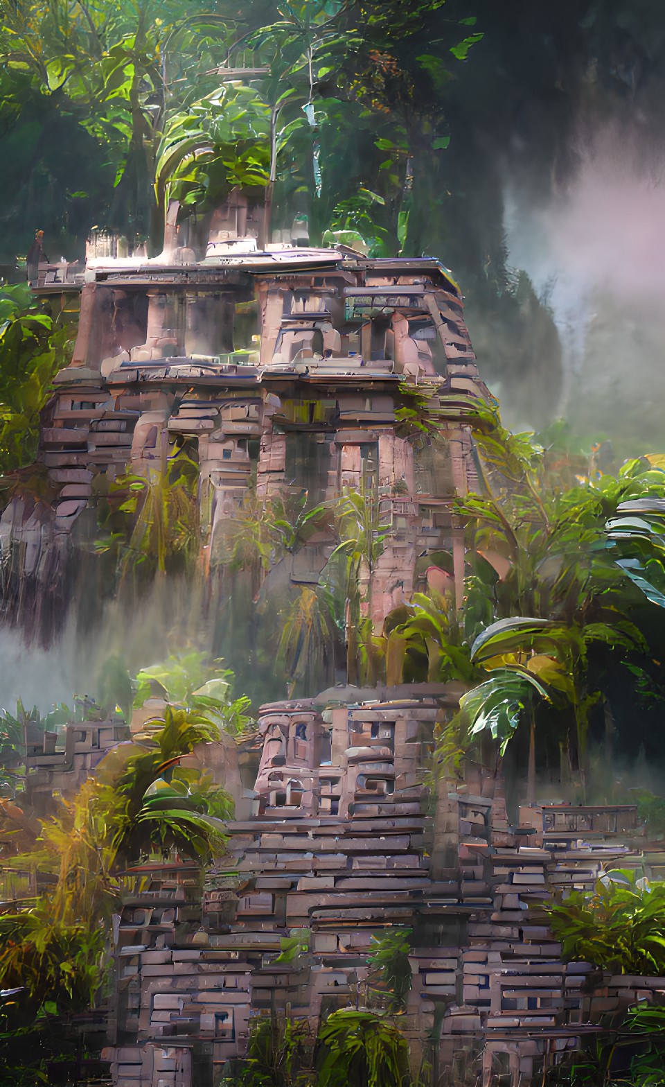 aztec temple in middle of tropical rainforest preview