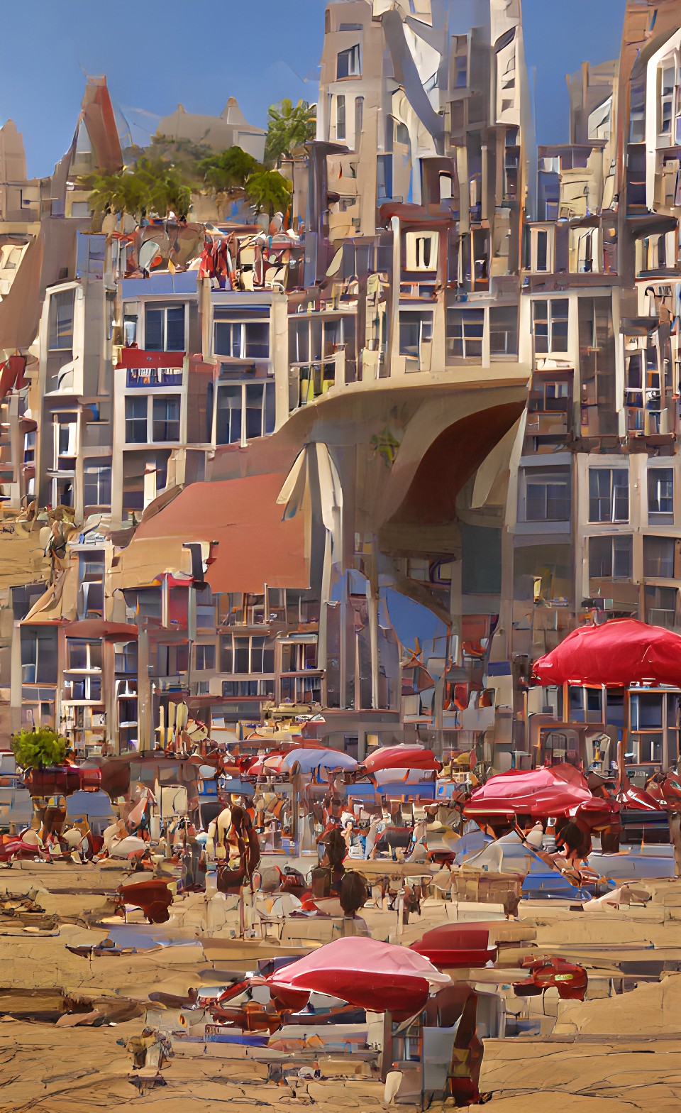 Utrecht Aan Zee - picturesque scene of utrecht city center, seaside busy beach | greg rutkowski preview