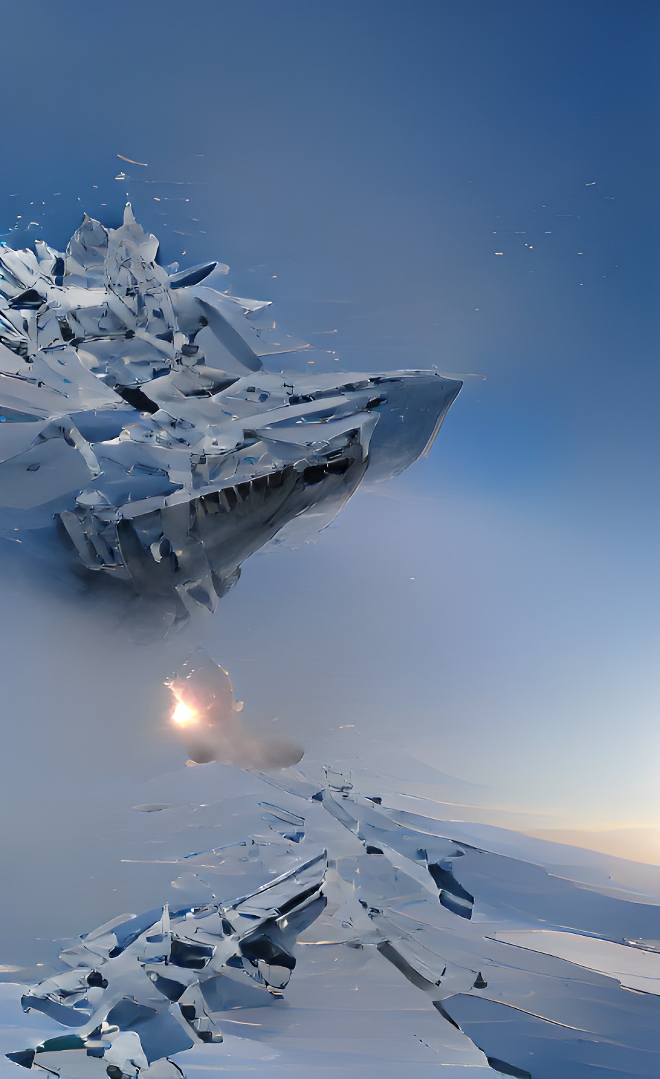 venator star destroyer crashing to frozen ice planet preview