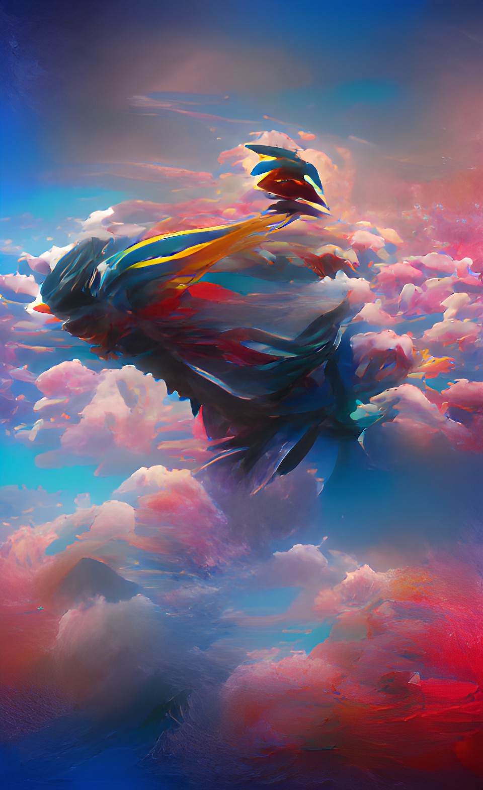 parrot flying over the clouds preview