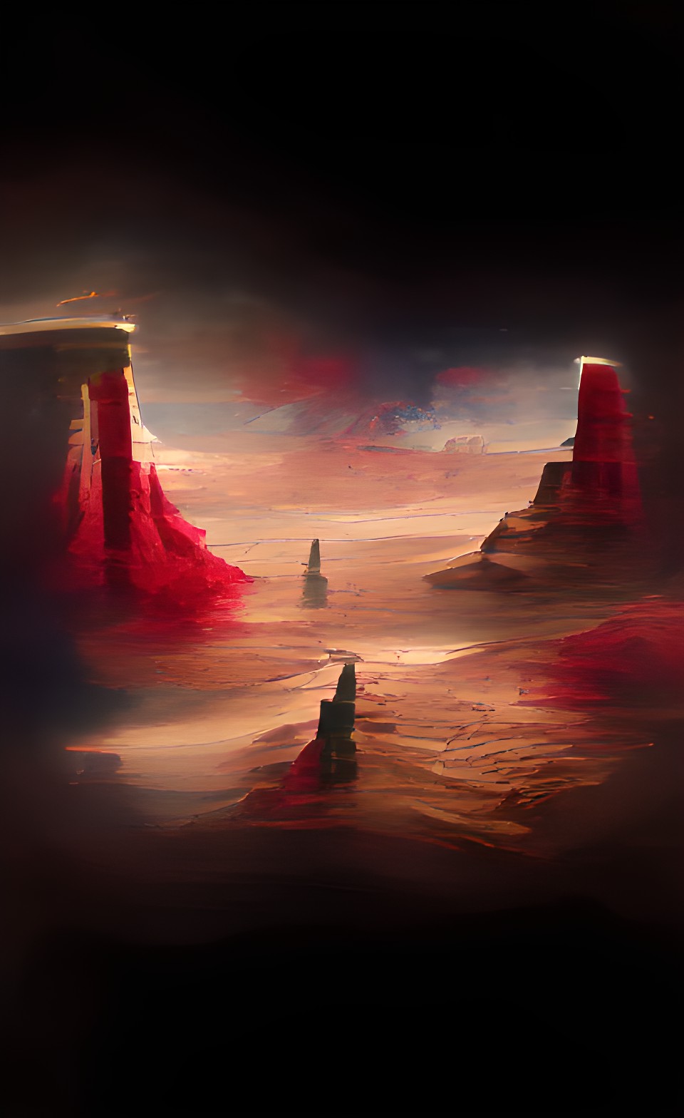 desert pillars rising out of the blood red sea preview