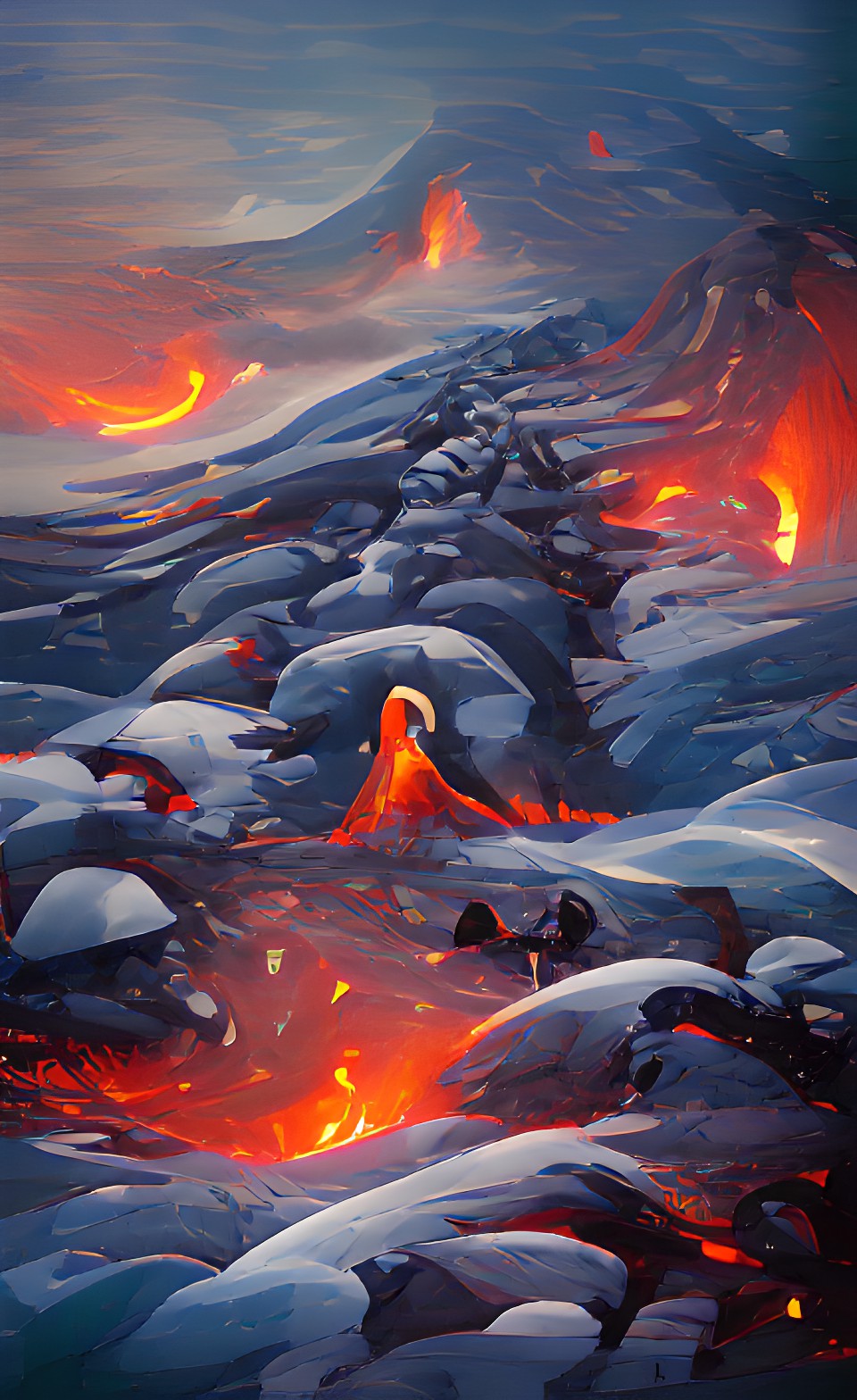 Snowy land - snowy land and lava preview