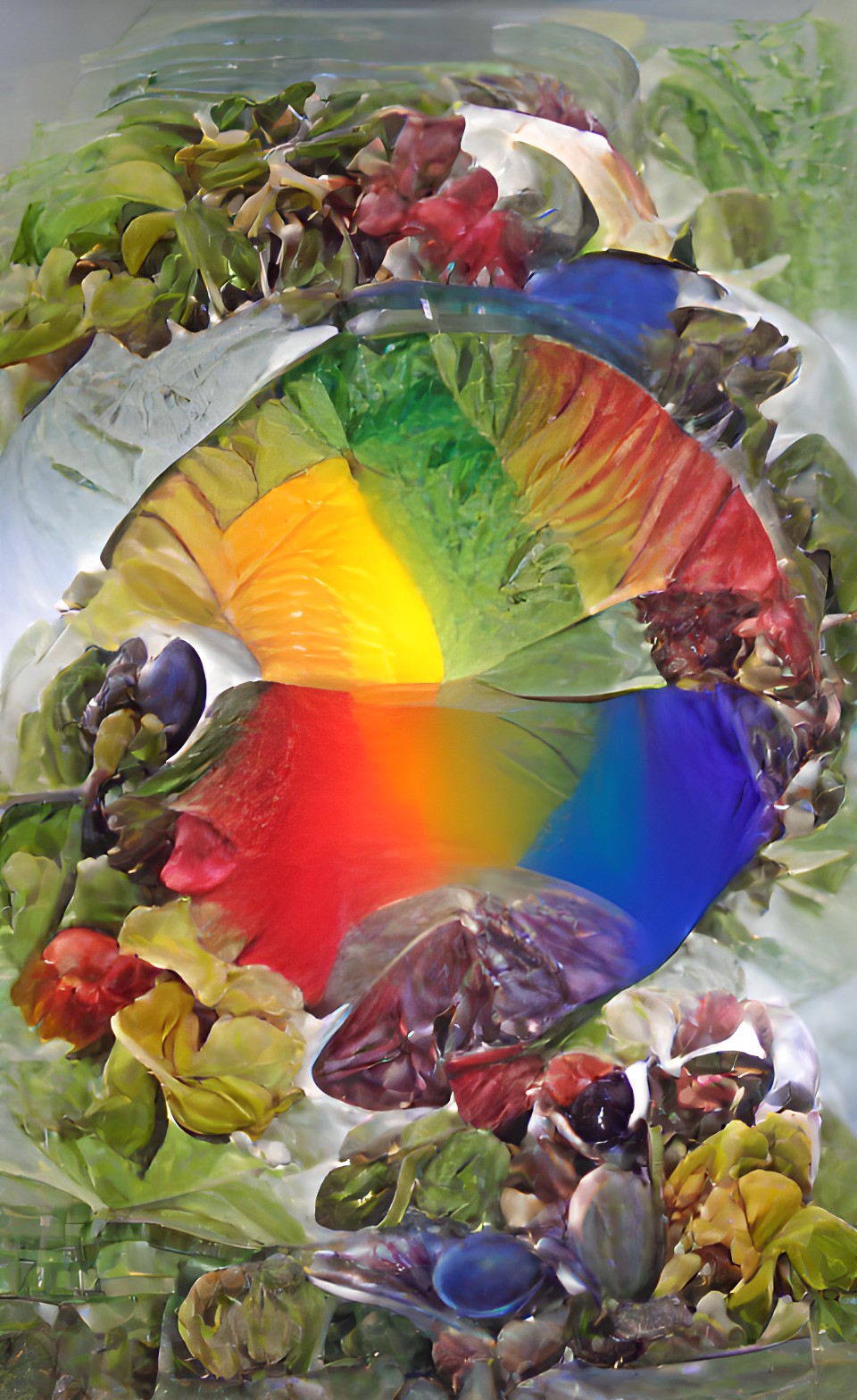 all the colors of the rainbow, on a color wheel illustrated with examples from nature for each color preview