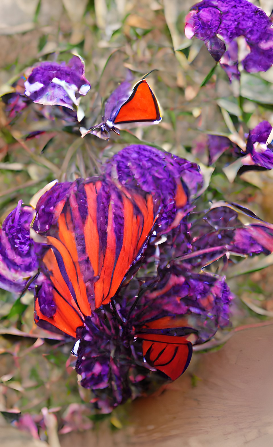 purple red orange a butterfly that looks just like a flower. a flower that looks just like a butterfly preview