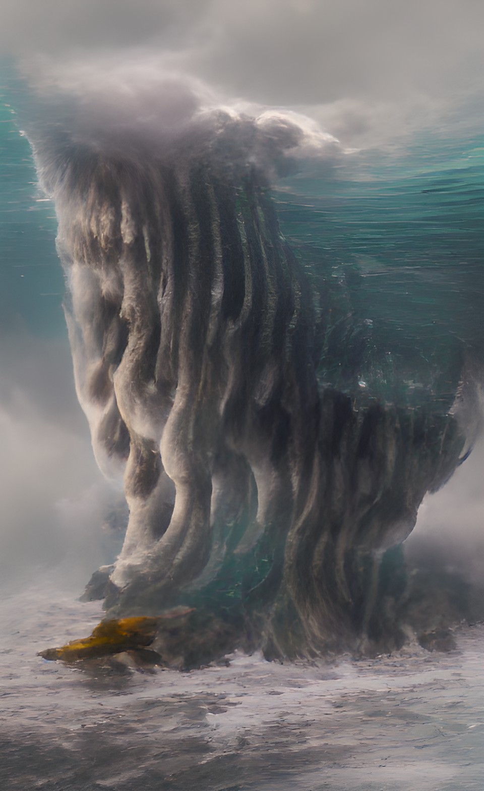 🌊 - a giant tictac hovering above stormy waves preview