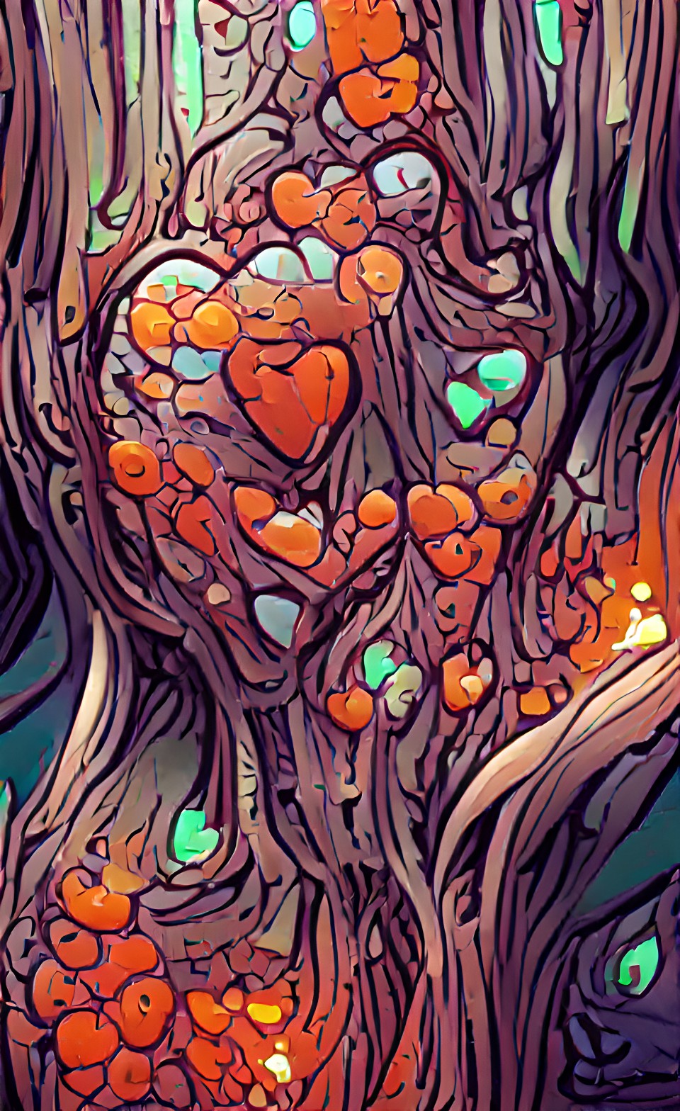 Tree of Hearts - tree rooted in orange heart | high quality preview